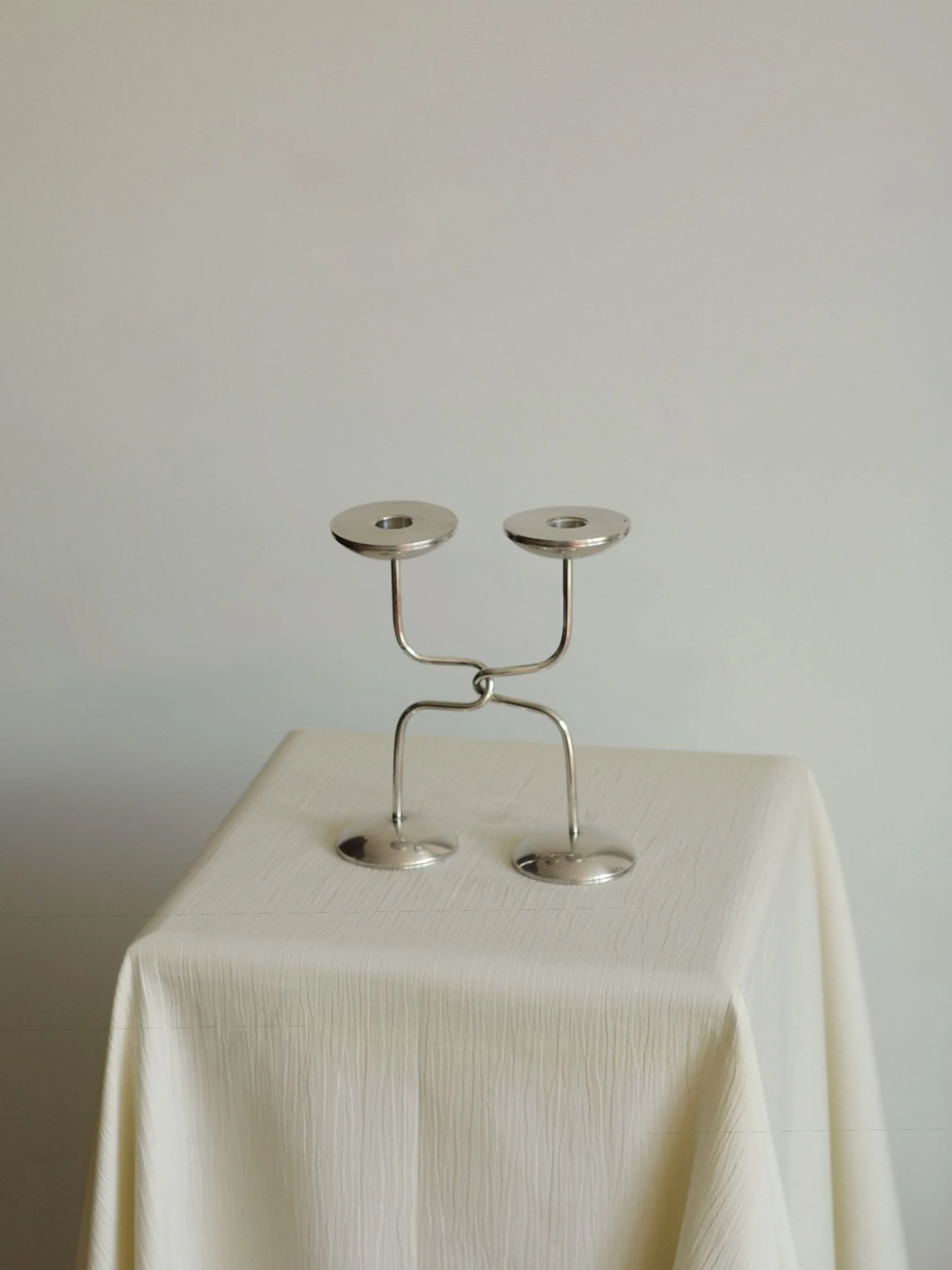 Vintage 1970s Silver Plated Wave Candlesticks