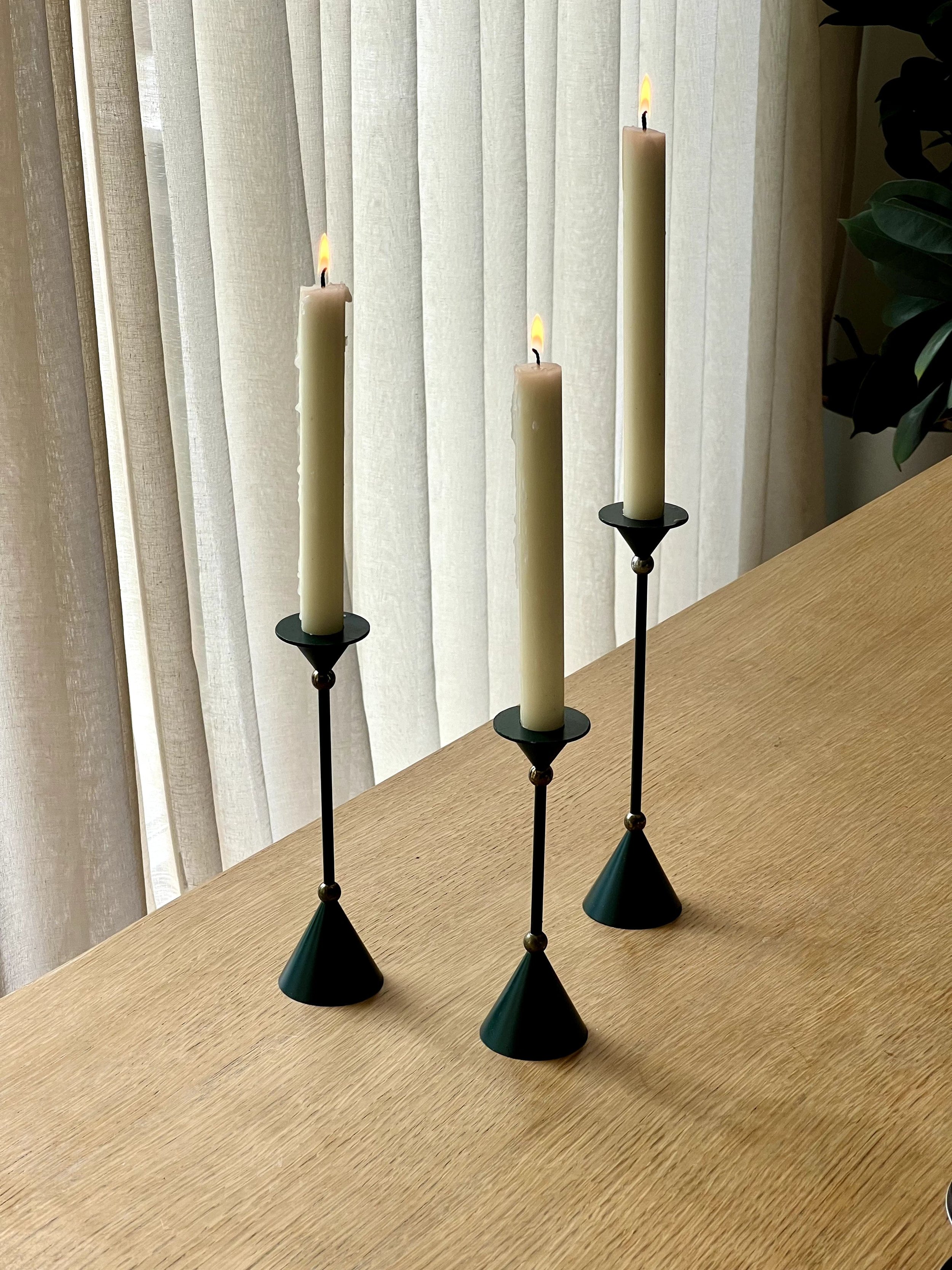 set of 3 vintage memphis style candle holders