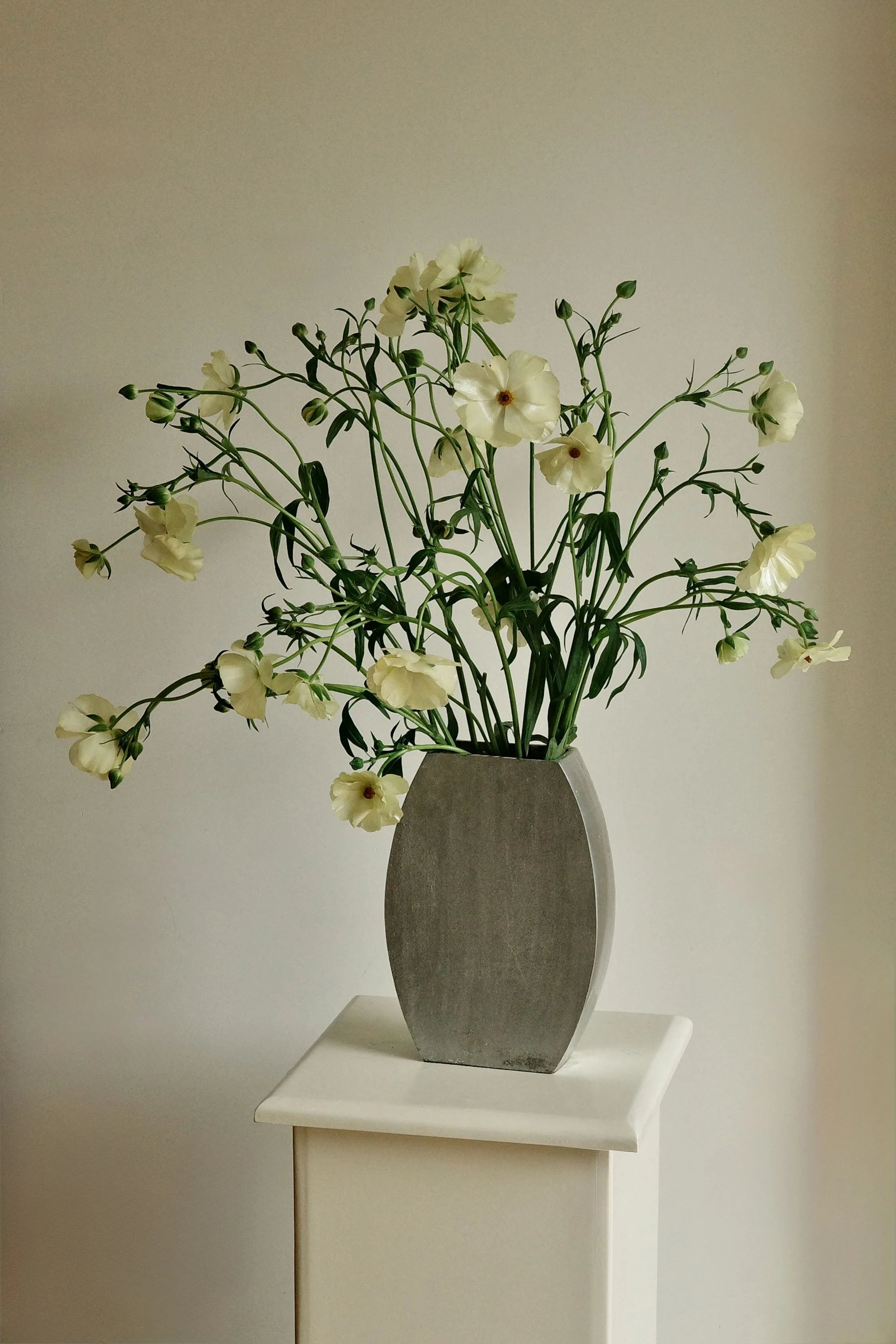 Large Vintage Brutalist Cast Metal Vase