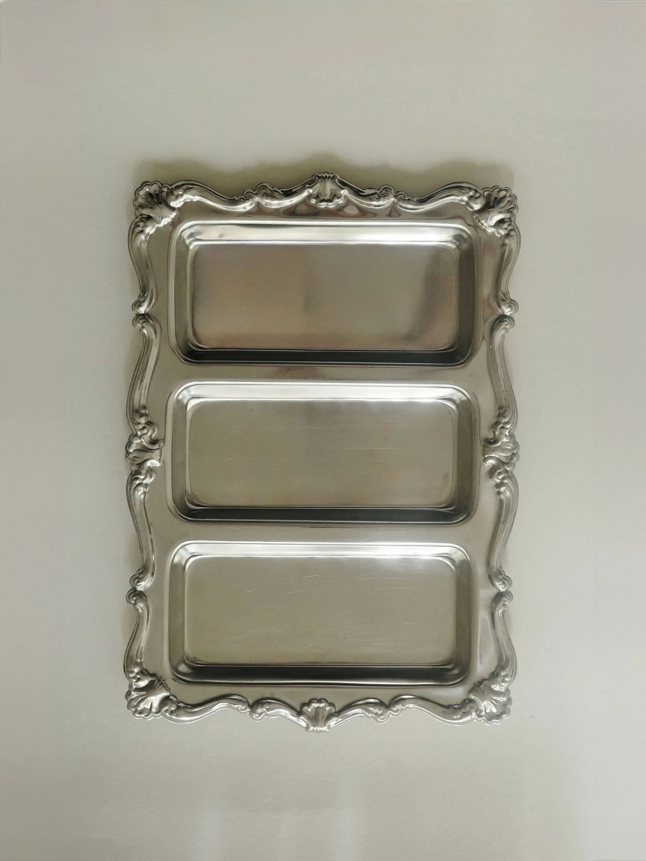 3-Compartment Stainless Steel Serving Tray