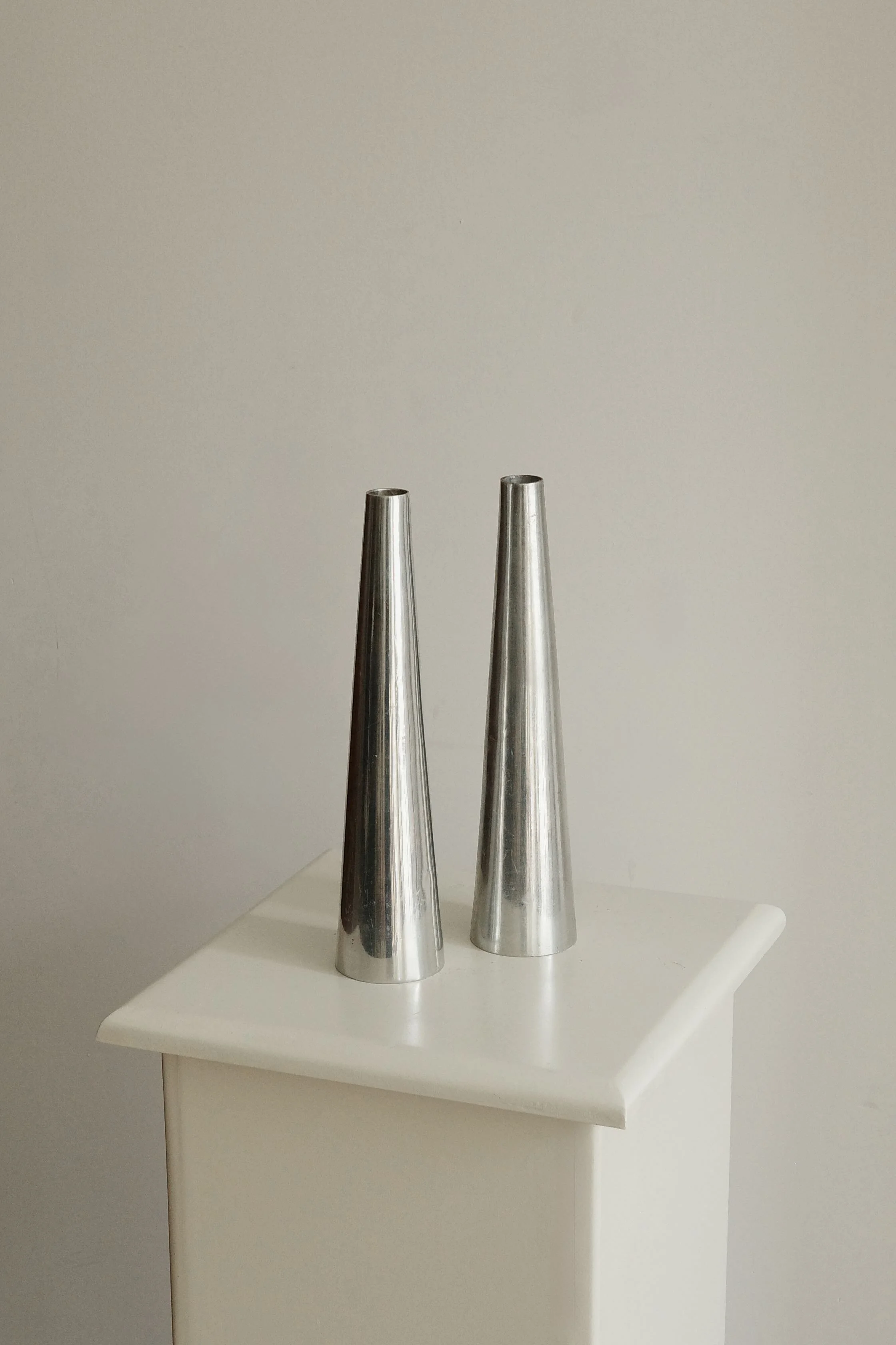 Set of 2 Vintage Silver Bud Vases