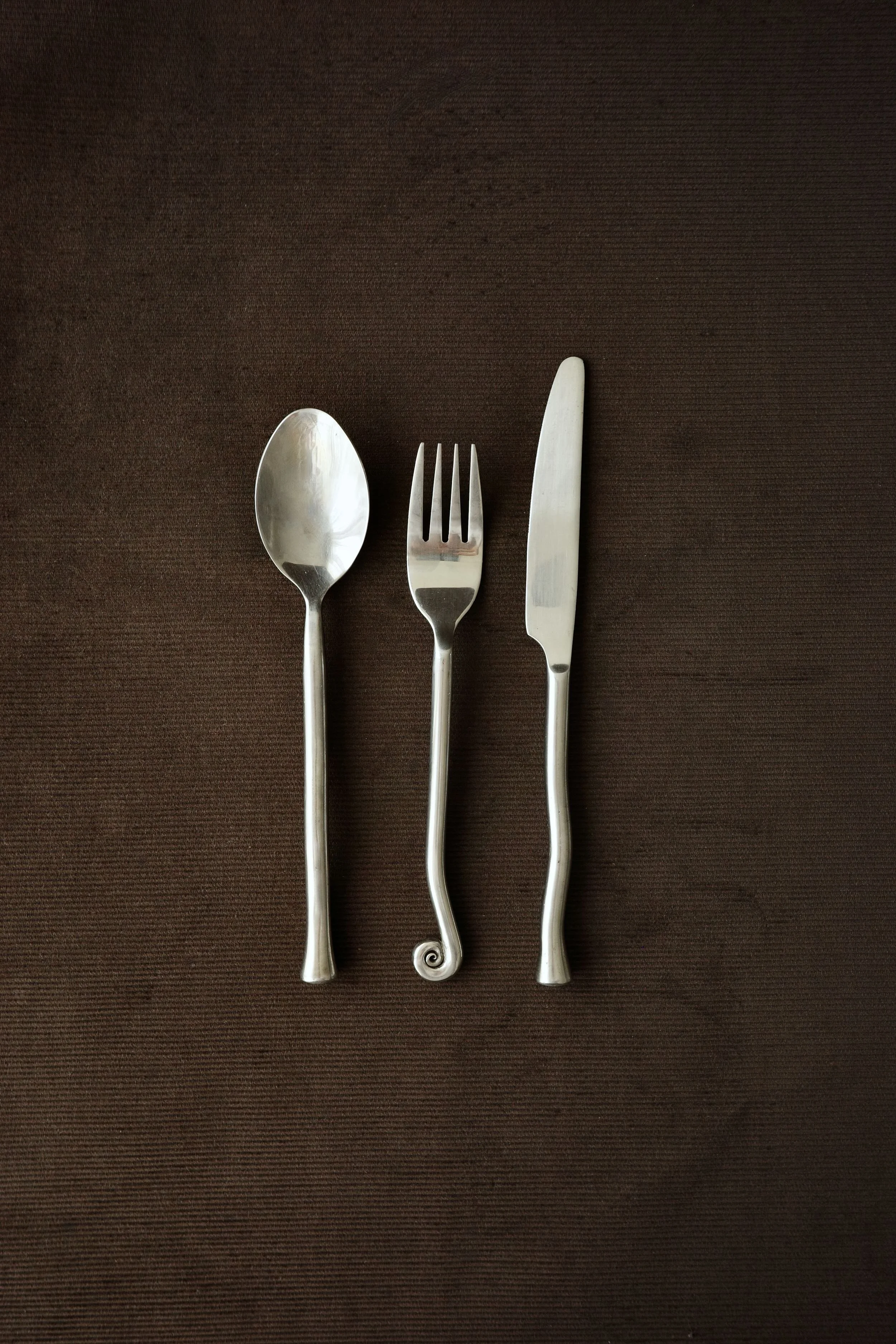 Hand-Forged Sculptural Stainless Steel 6-Piece Cutlery Set for Two