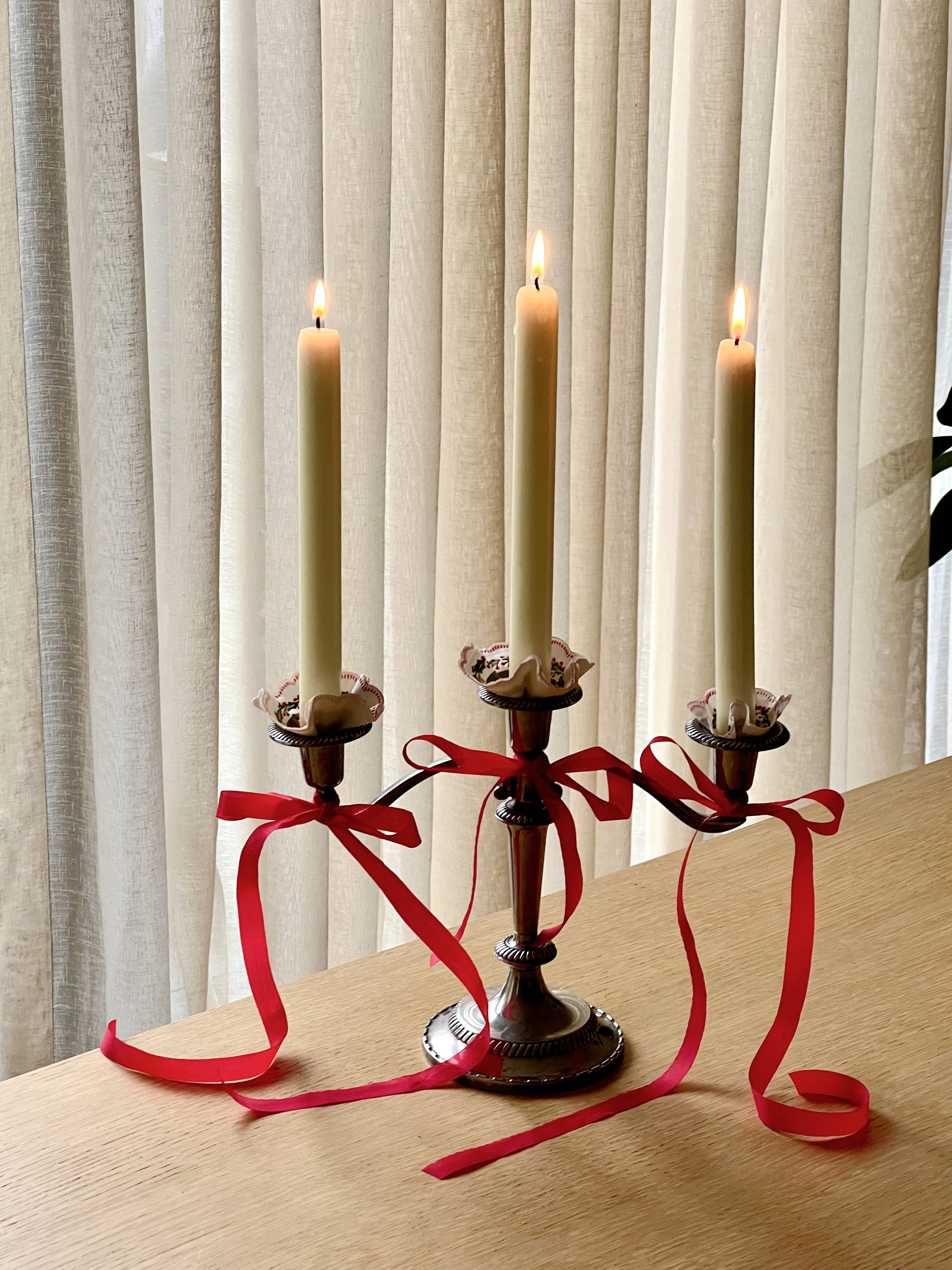 Vintage silver 3 arm candle holder