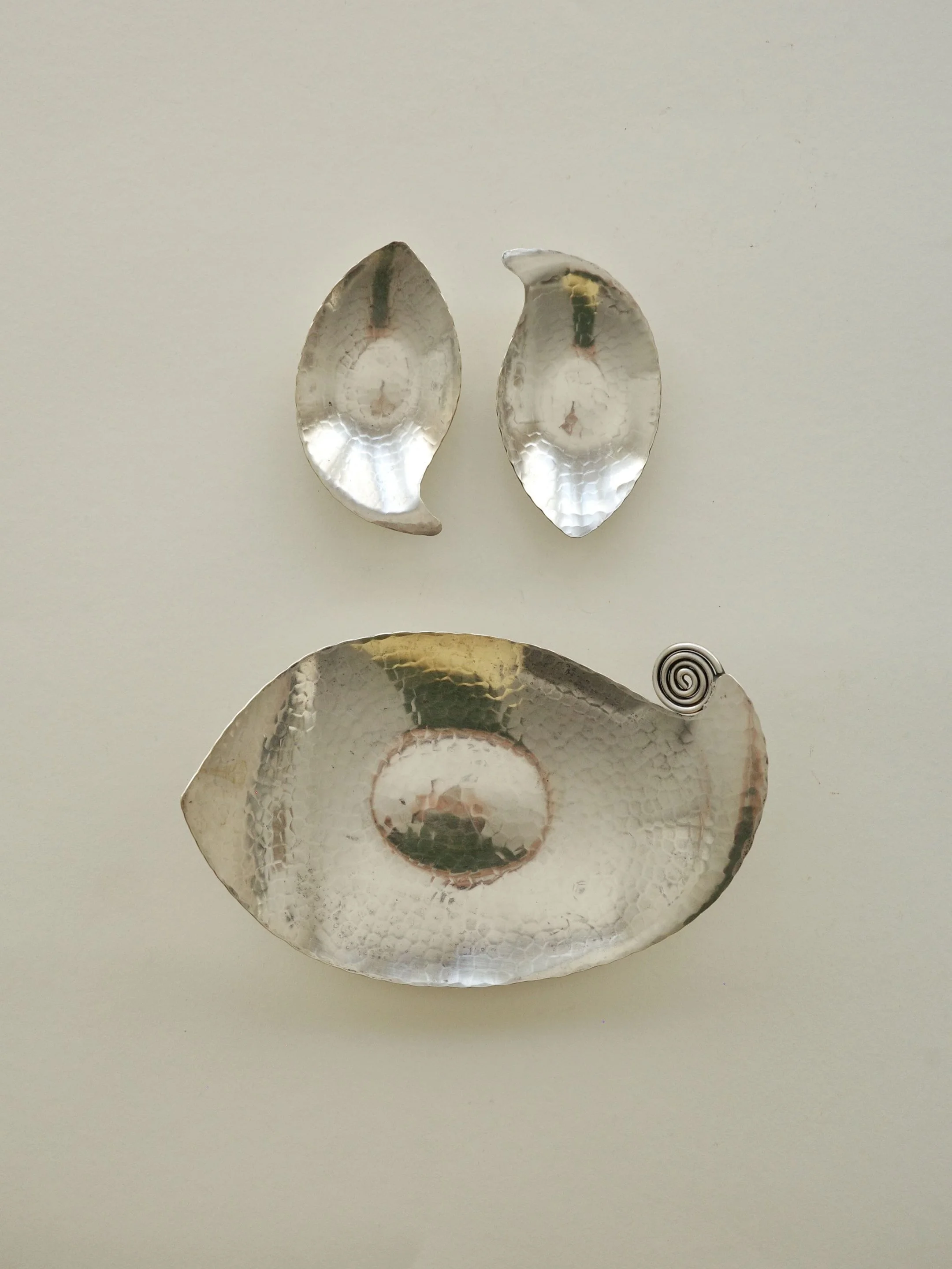 Hammered Silver-Plated Dish Set, Vintage Arts & Crafts