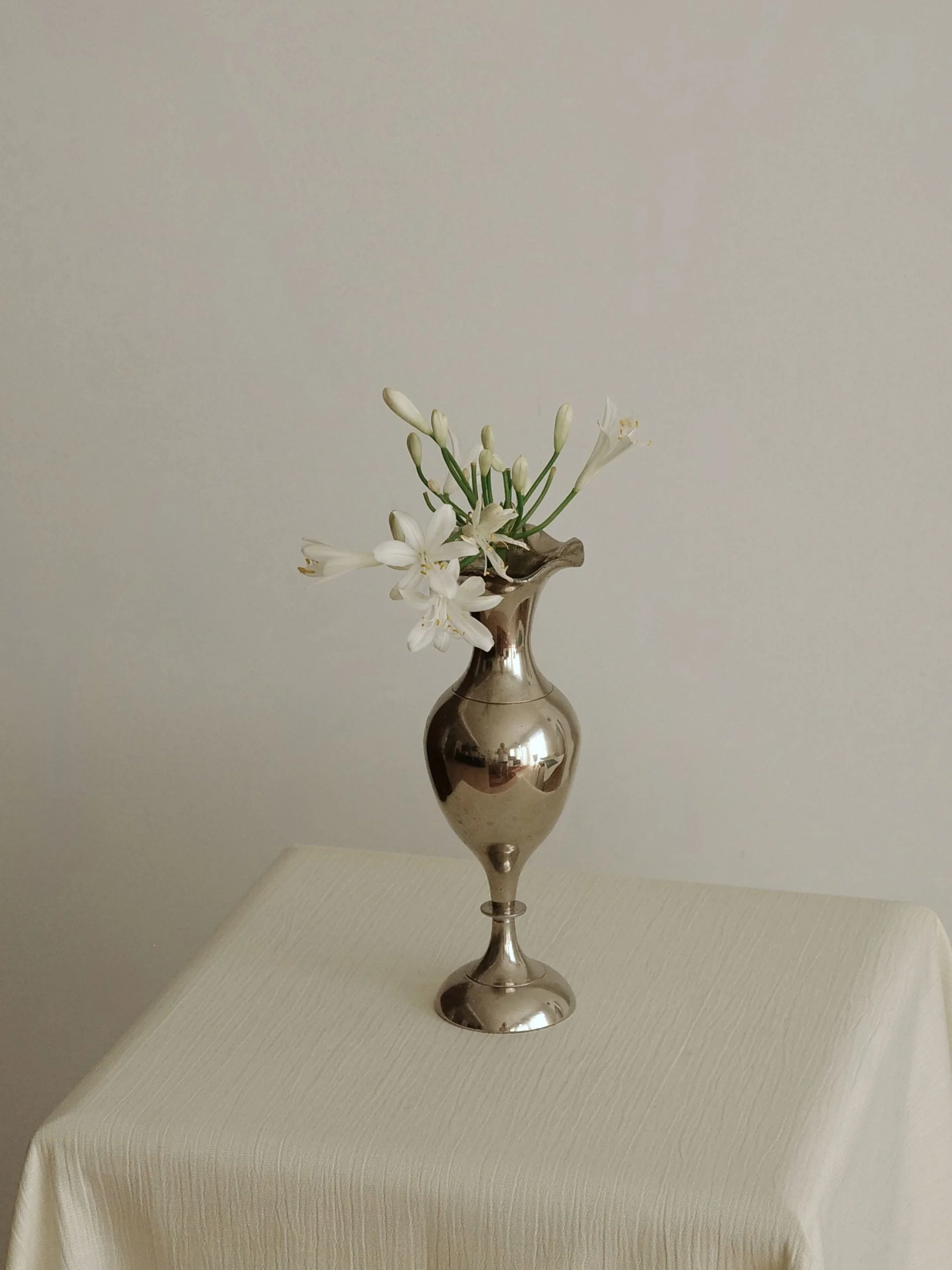 Vintage Silver Tone Pedestal Vases