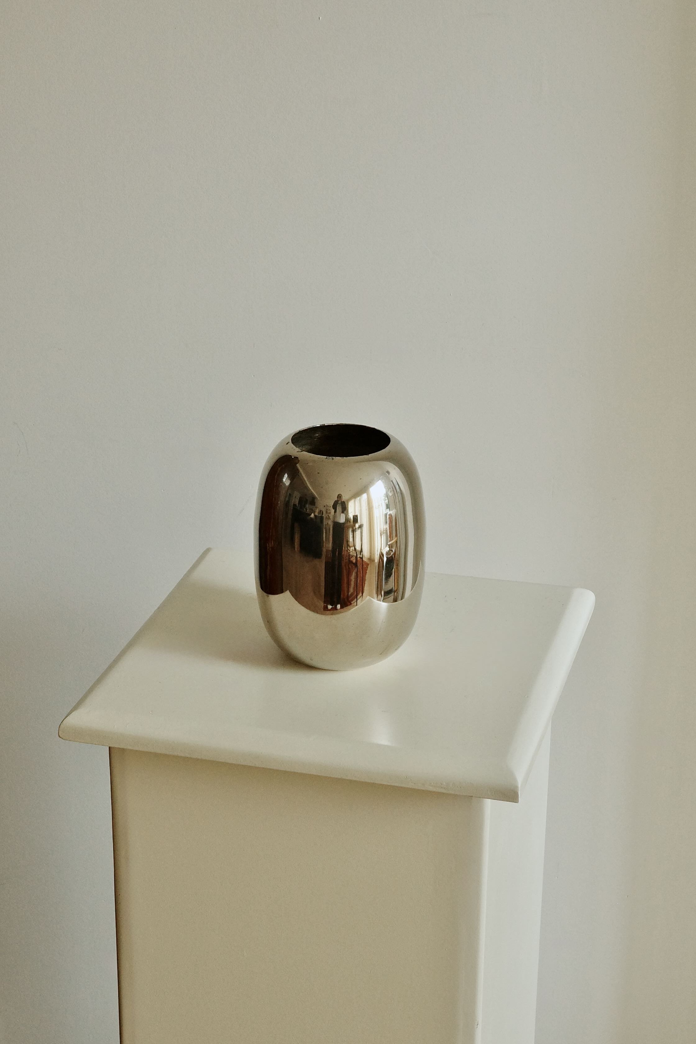 Vintage High Polish Chrome Capsule Vase