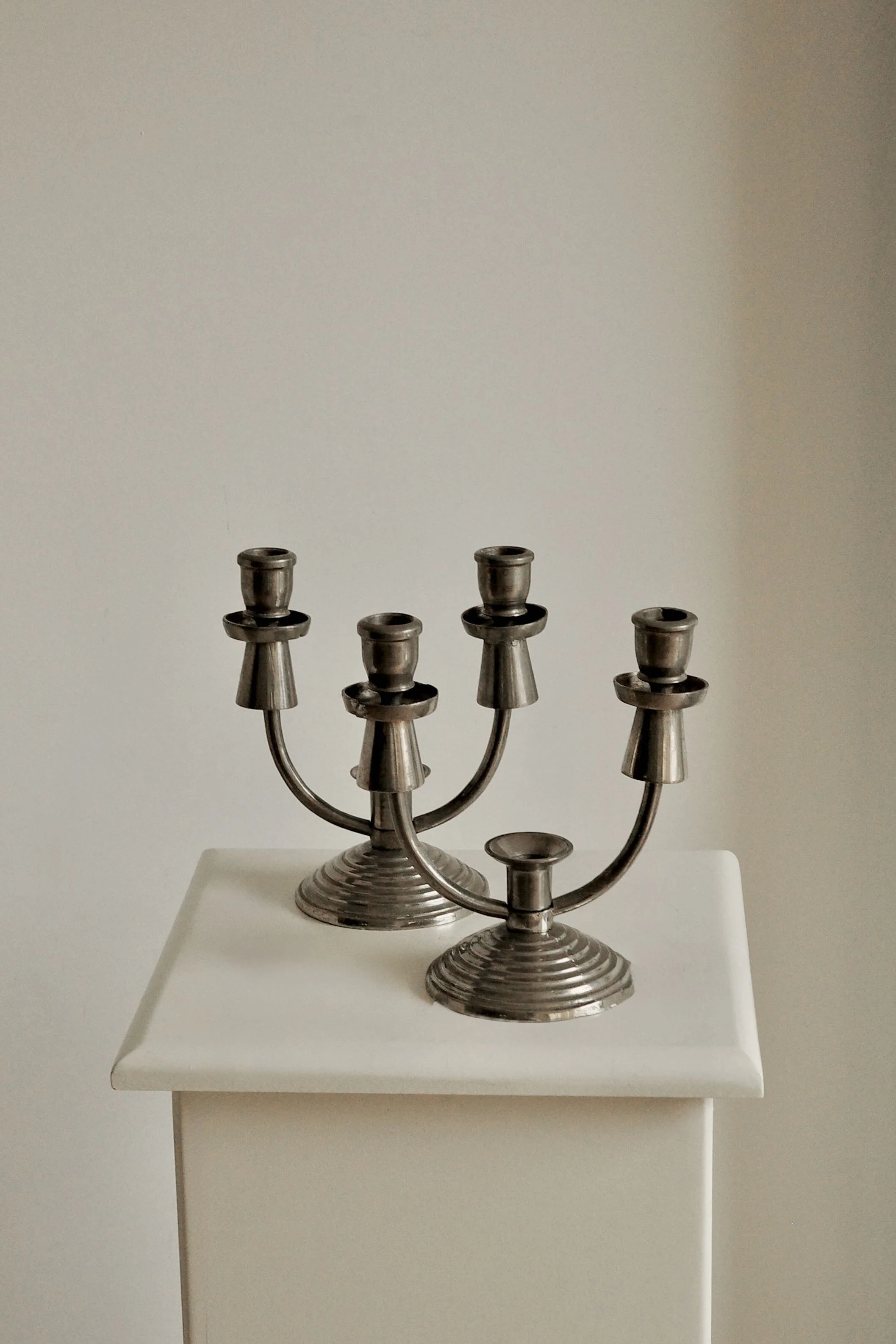 Vintage Postmodern Silver Candelabras