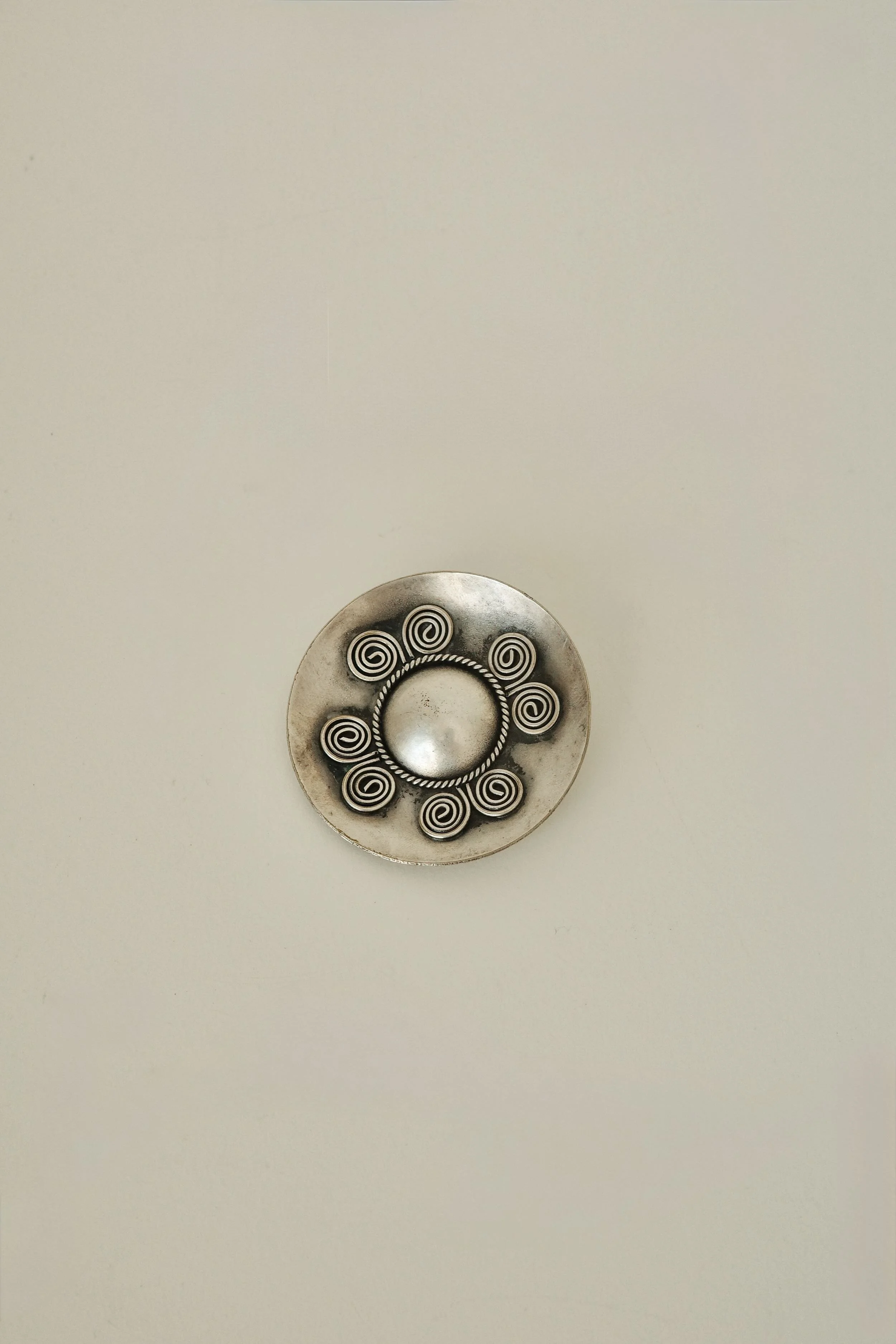 Antique 1900s Silver Plated Spiral Brooch