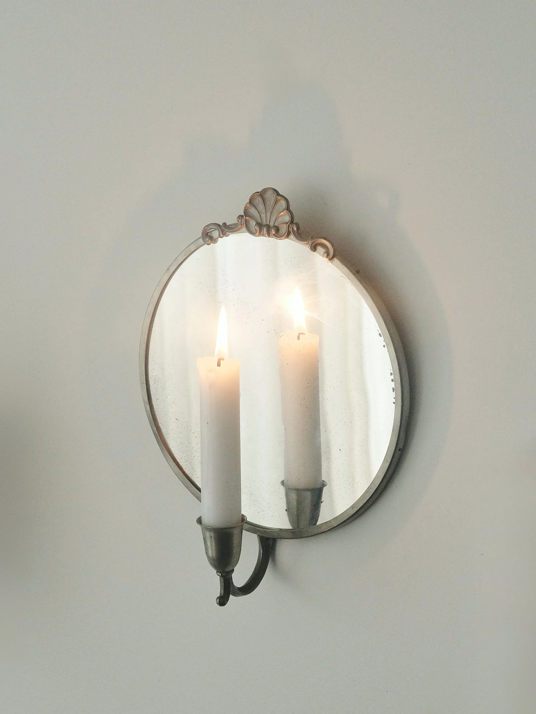 Pewter Mirrored Wall Sconce