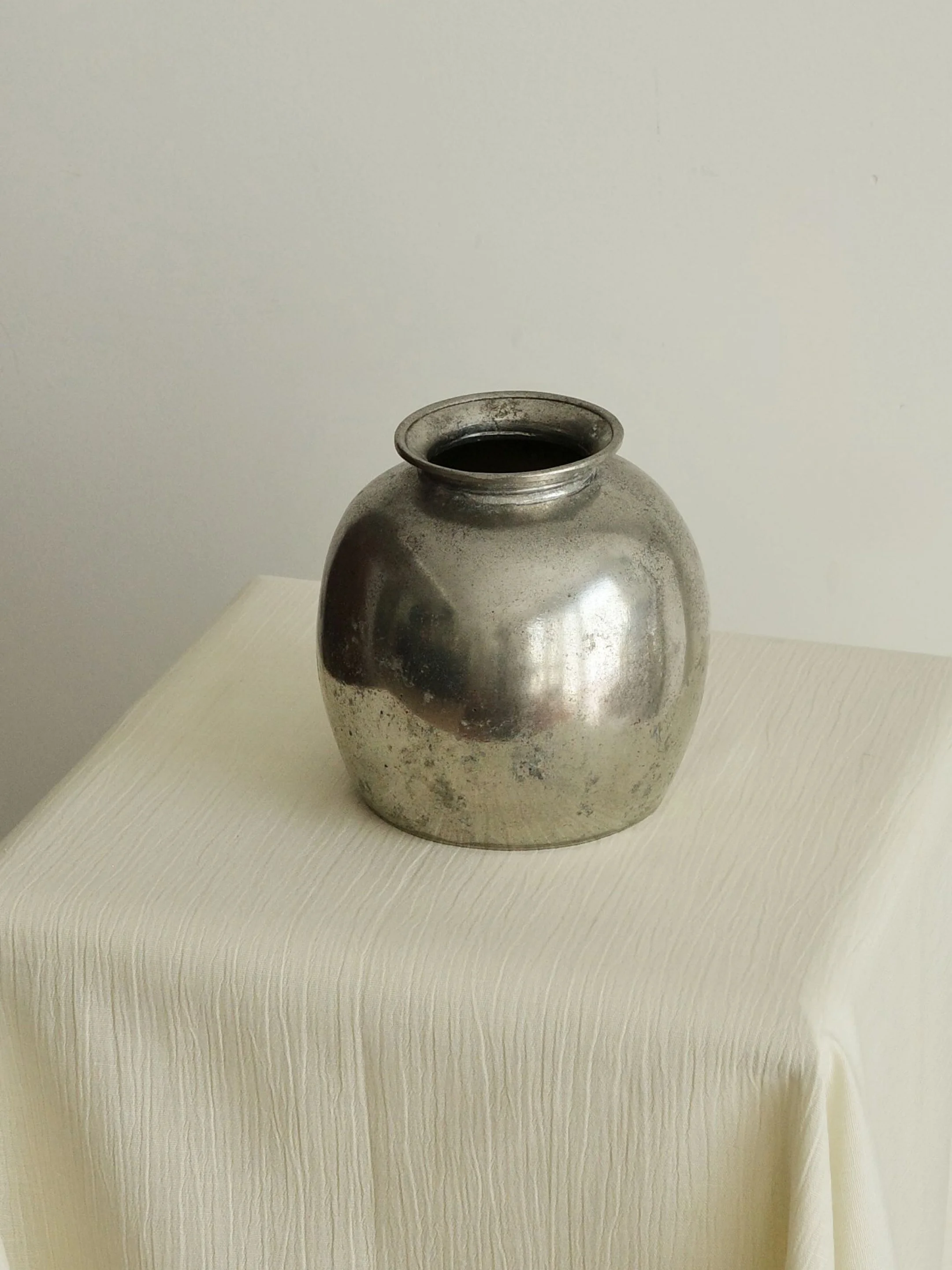 Vintage Pewter Bulbous Vase