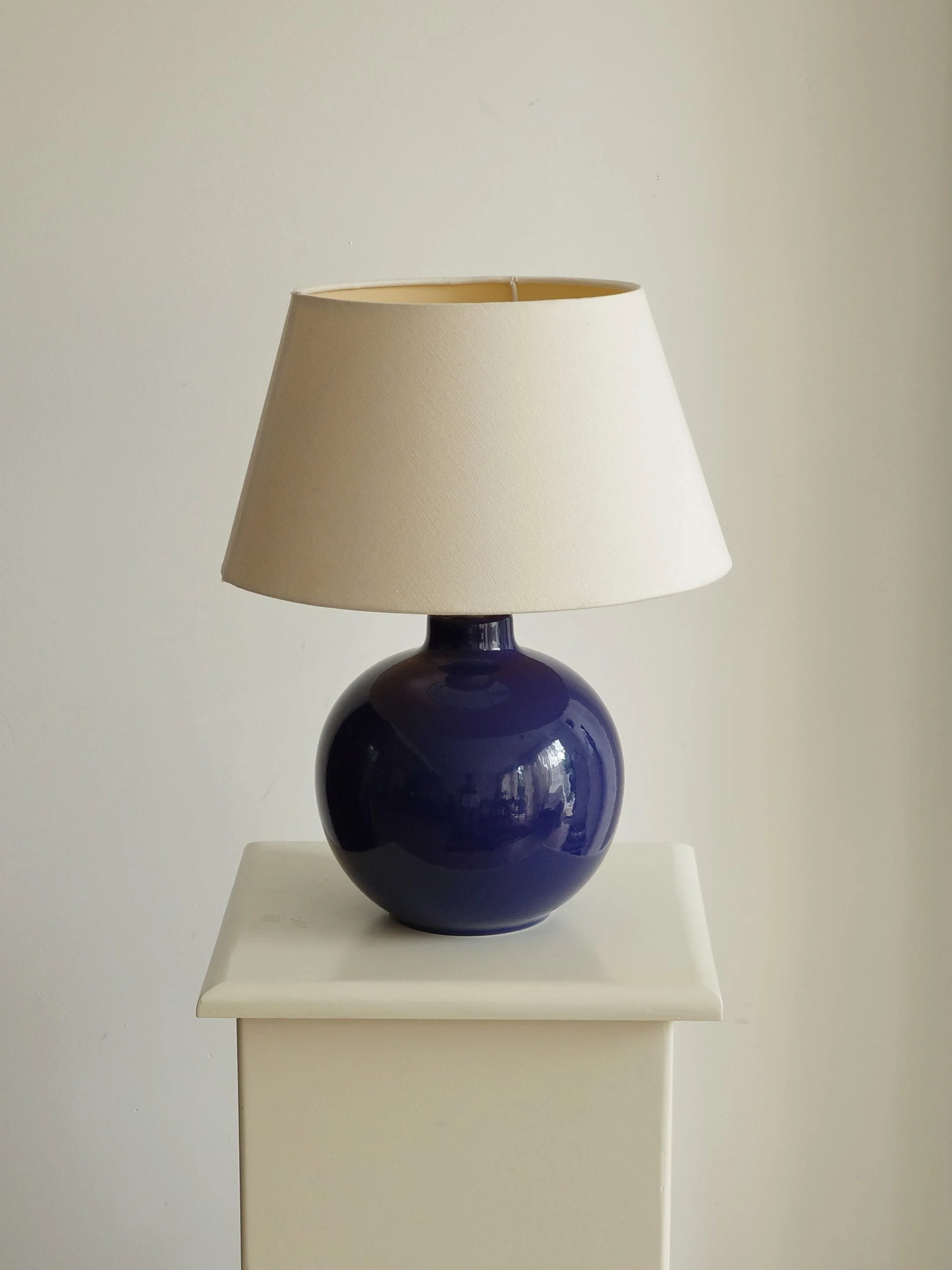 Vintage IKEA Blue Ceramic Sphere Table Lamp