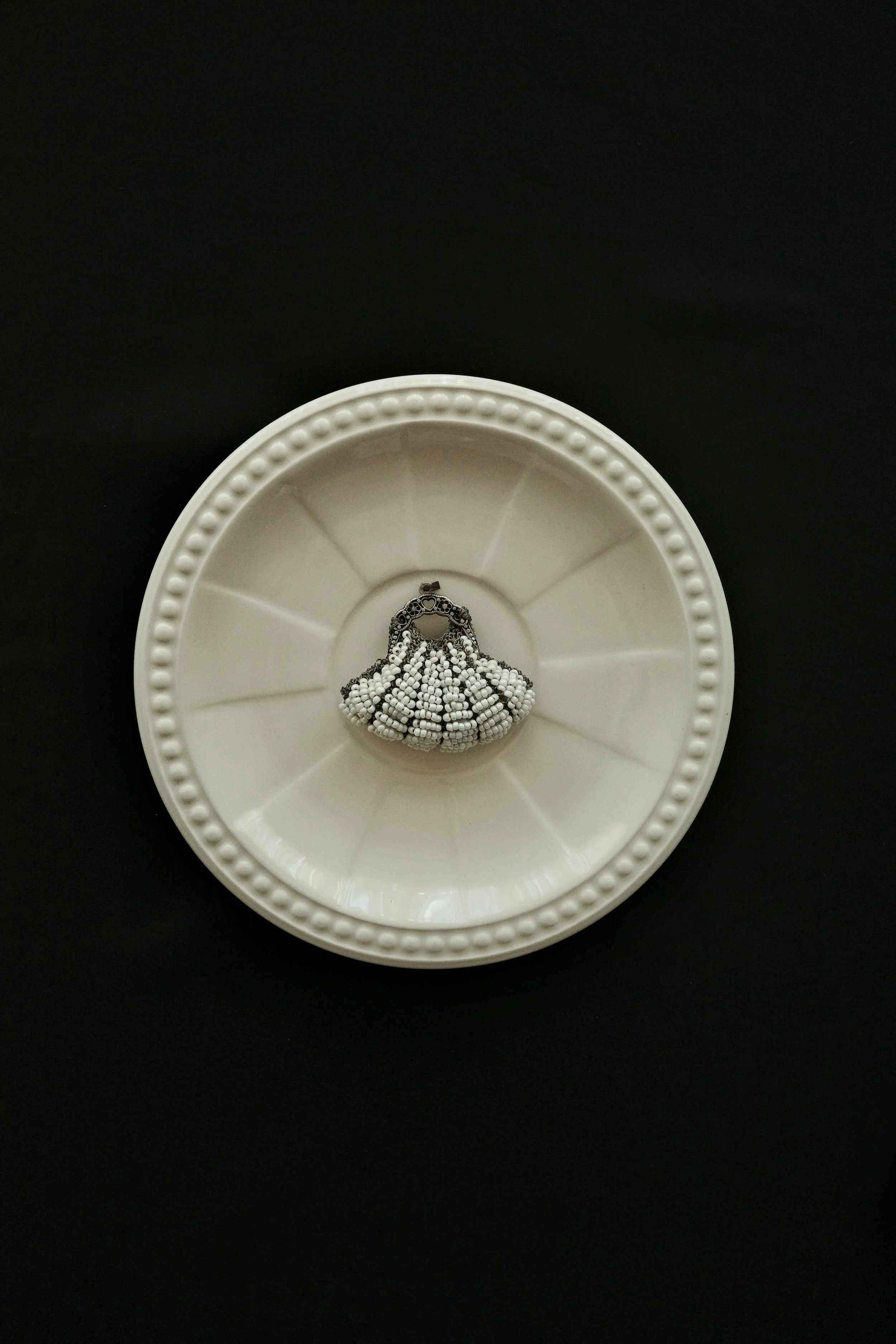 Antique Beaded Purse Pendant Necklace