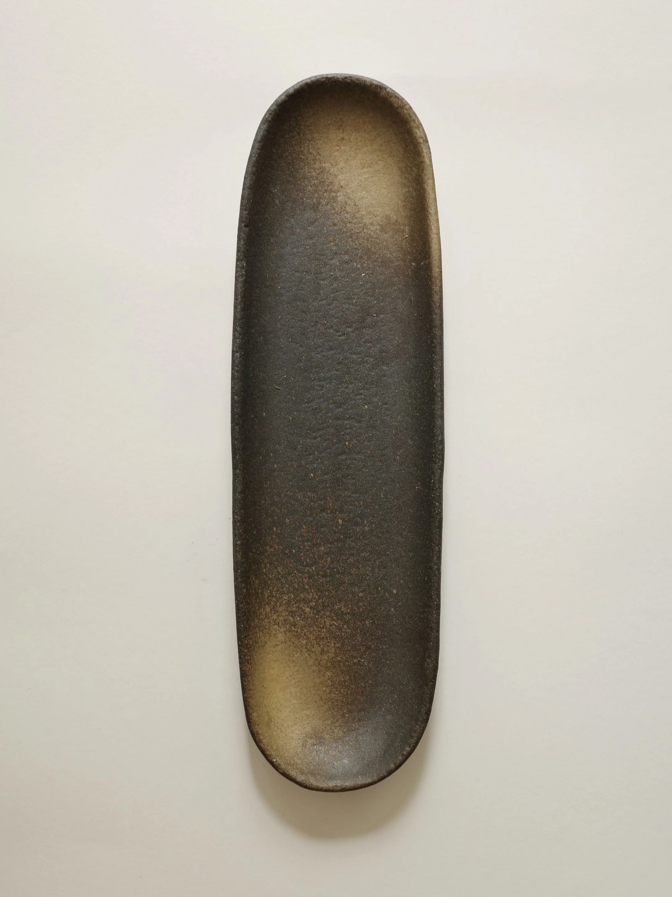 Vintage Wood-Fired Stoneware Long Tray Dish