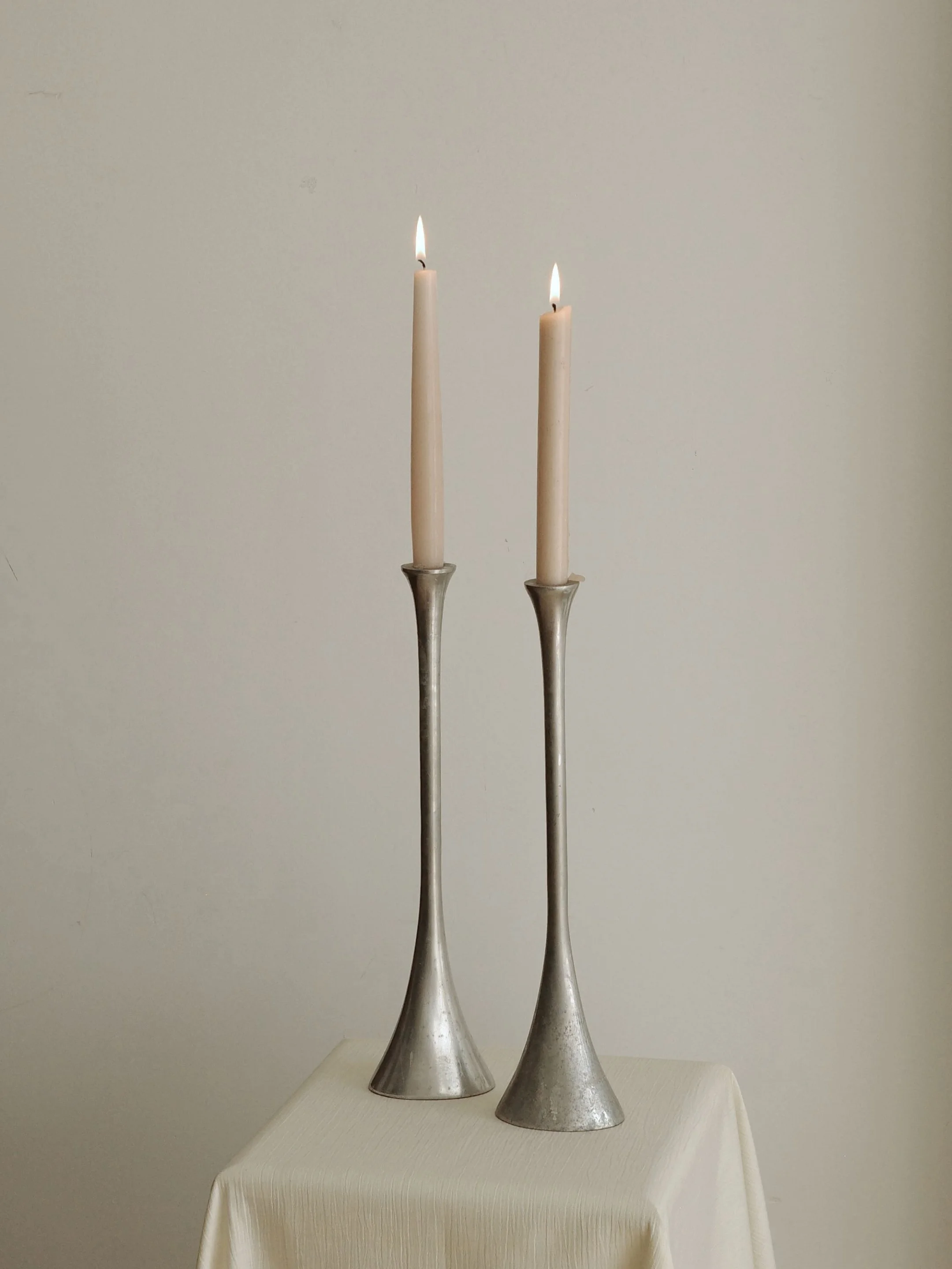 Vintage Extra Tall Silver Tone Candlesticks