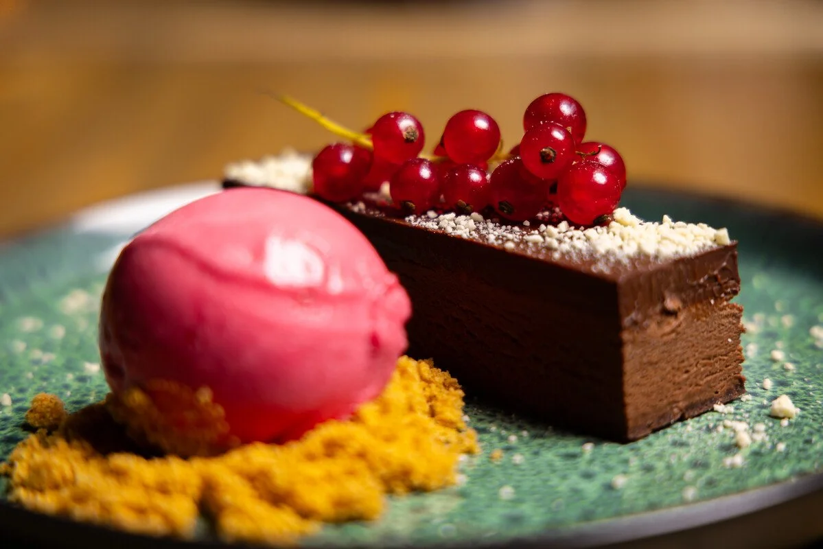 Chocolate ganache cake served in Ægir Gastropub