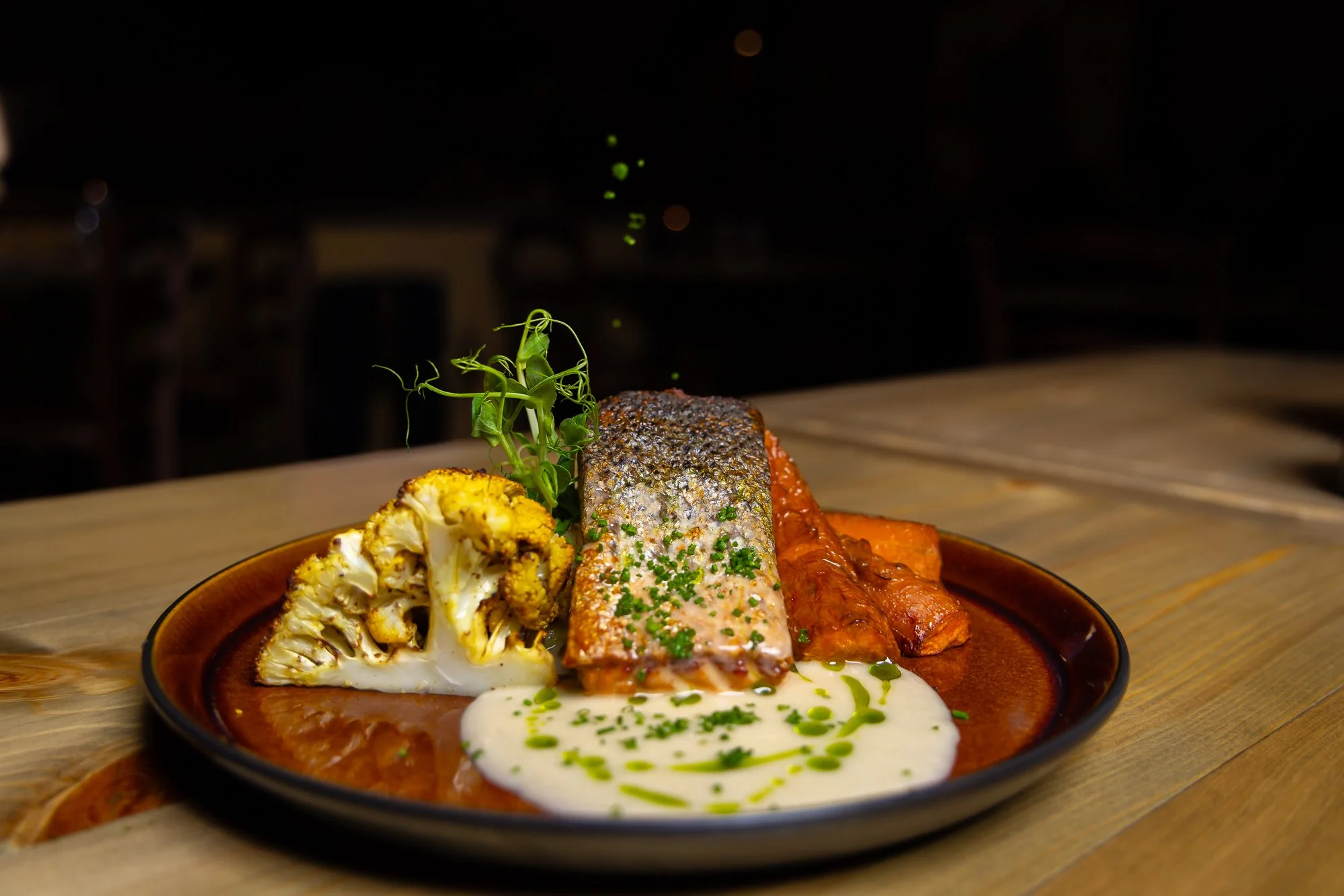 Salmon served in Ægir GastroPub
