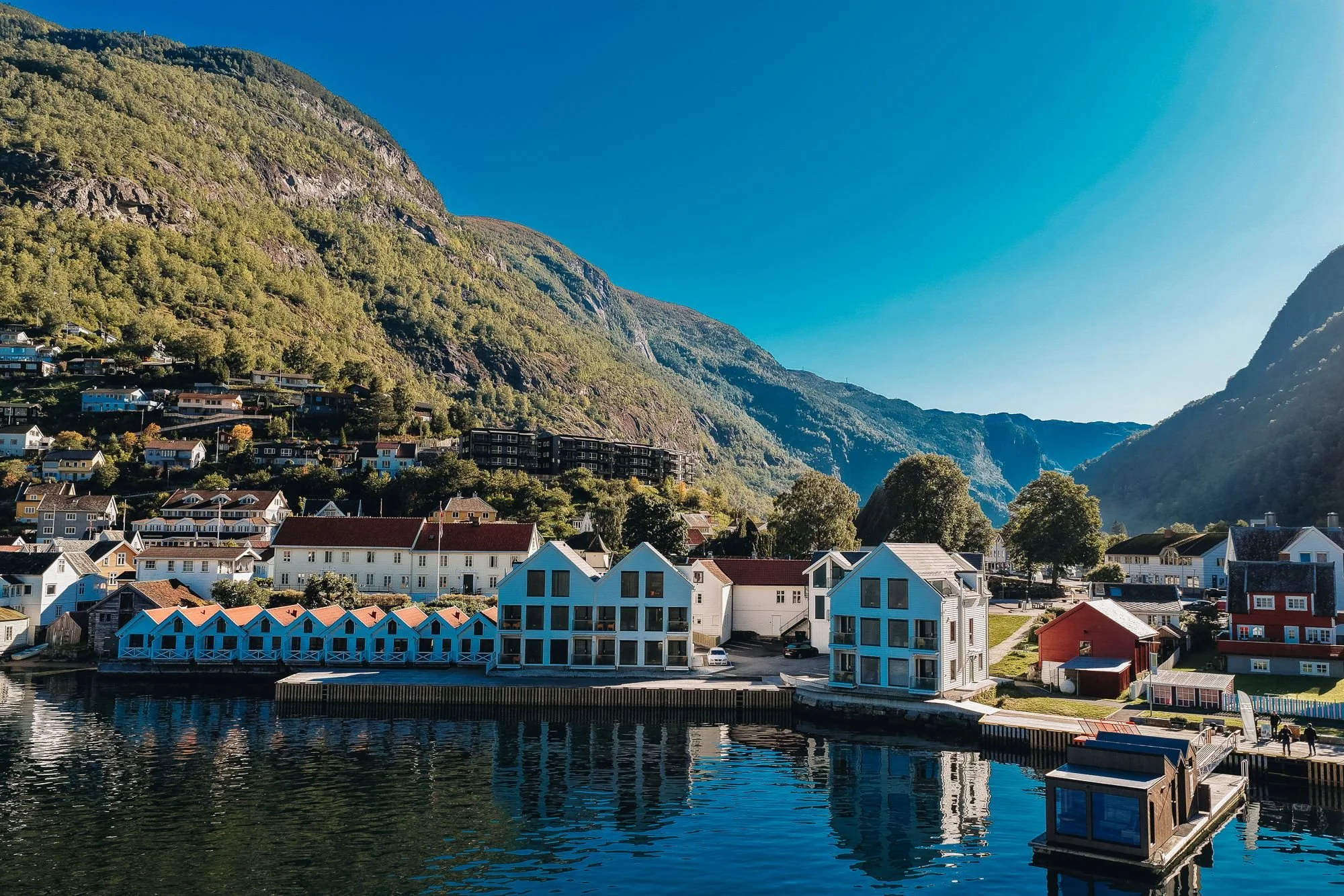 View of Wangen Apartments seen from the fjord