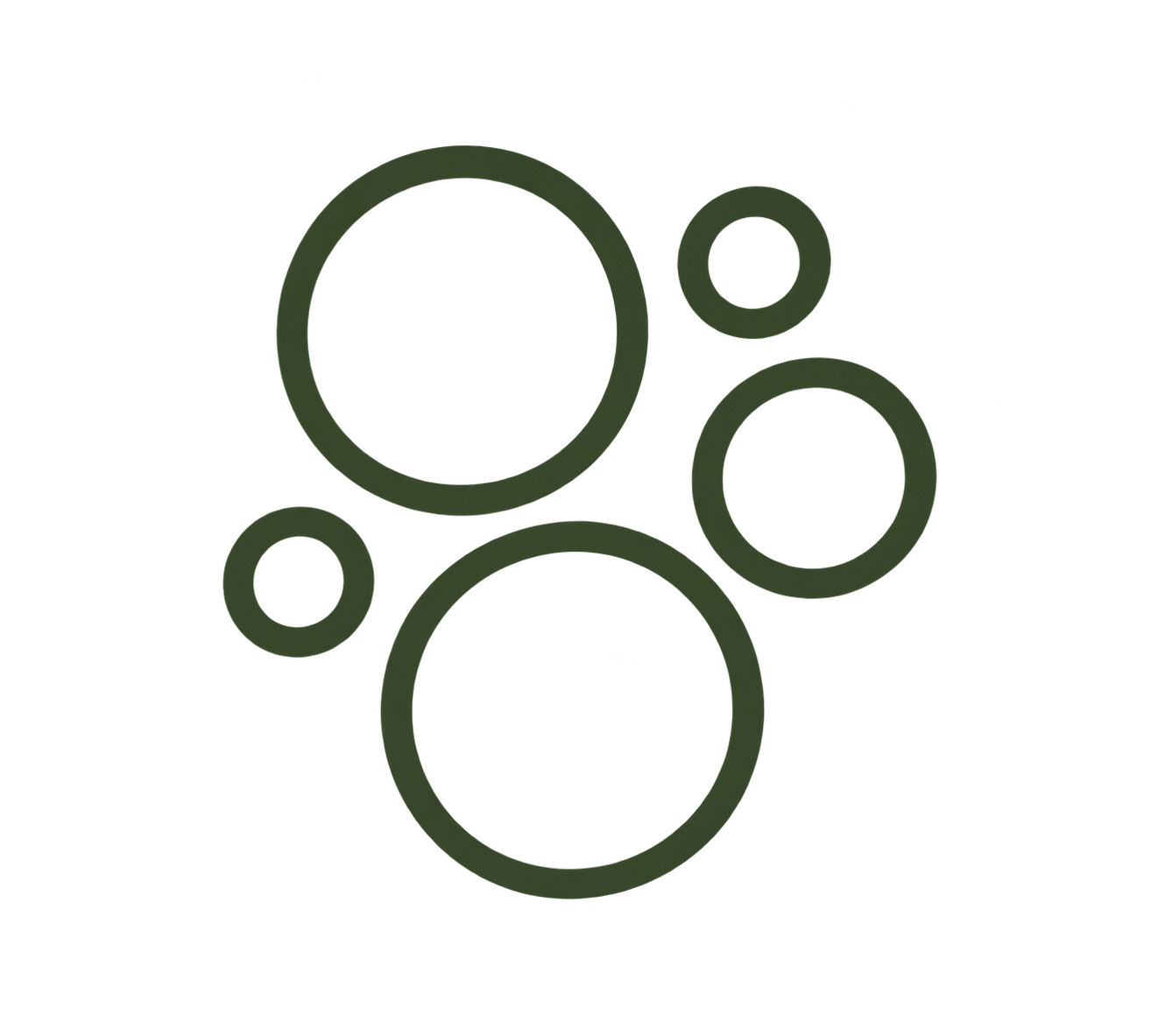 Abstract design of overlapping circles in shades of green