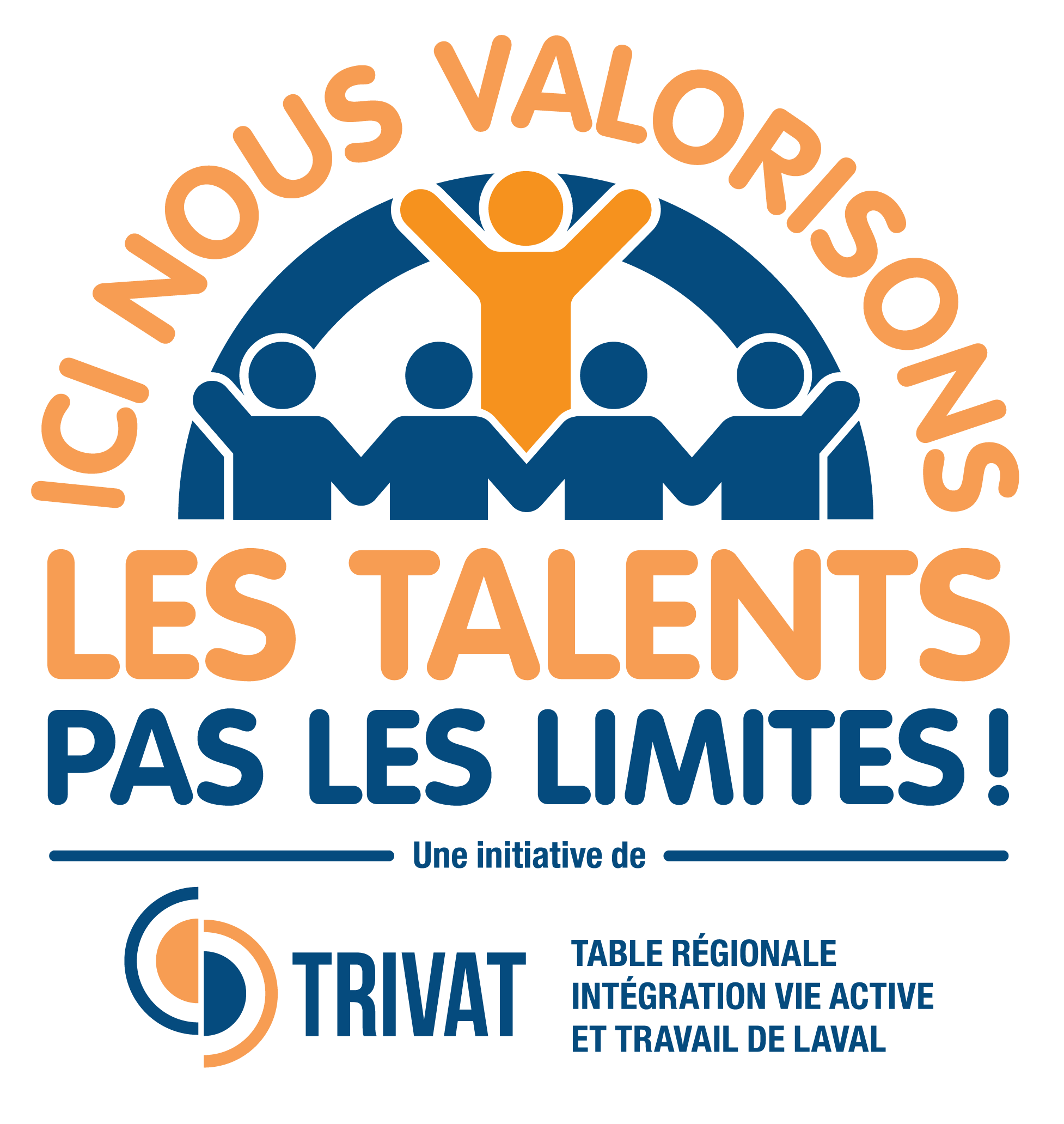 Logo d'une initiative régionale en faveur de l'inclusion, des talents et de la vie active, représentant un groupe de personnes avec un individu en position de leadership, entouré de texte en français.