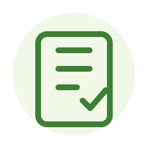 Ícone de uma agenda ou formulário com uma marca de verificação no canto inferior direito.