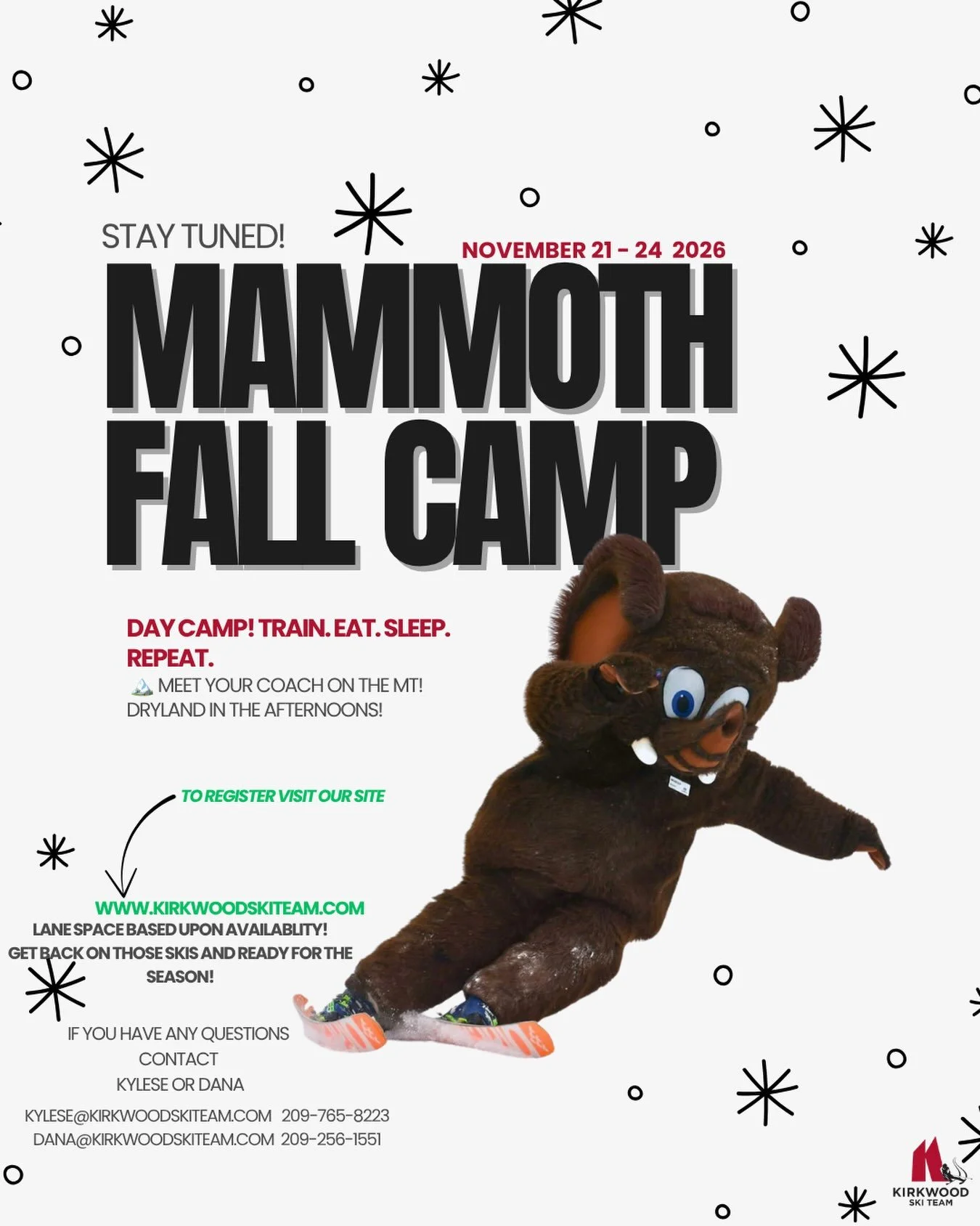Mammoth Mountain Fall Training Camp Nov 21st to 24th!

The wait is over! It&rsquo;s time to swap your hiking boots for ski boots and kick off the 26/27 winter season in style! Kirkwood Ski Education Foundation is heading to the legendary Mammoth Moun