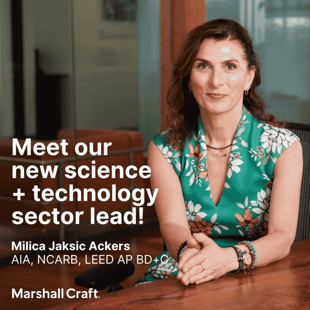 We are thrilled to welcome Milica Jaksic Ackers as our new science + technology sector lead!

Milica brings more than two decades of experience leading innovative, technically complex design projects across healthcare, research, higher education, and