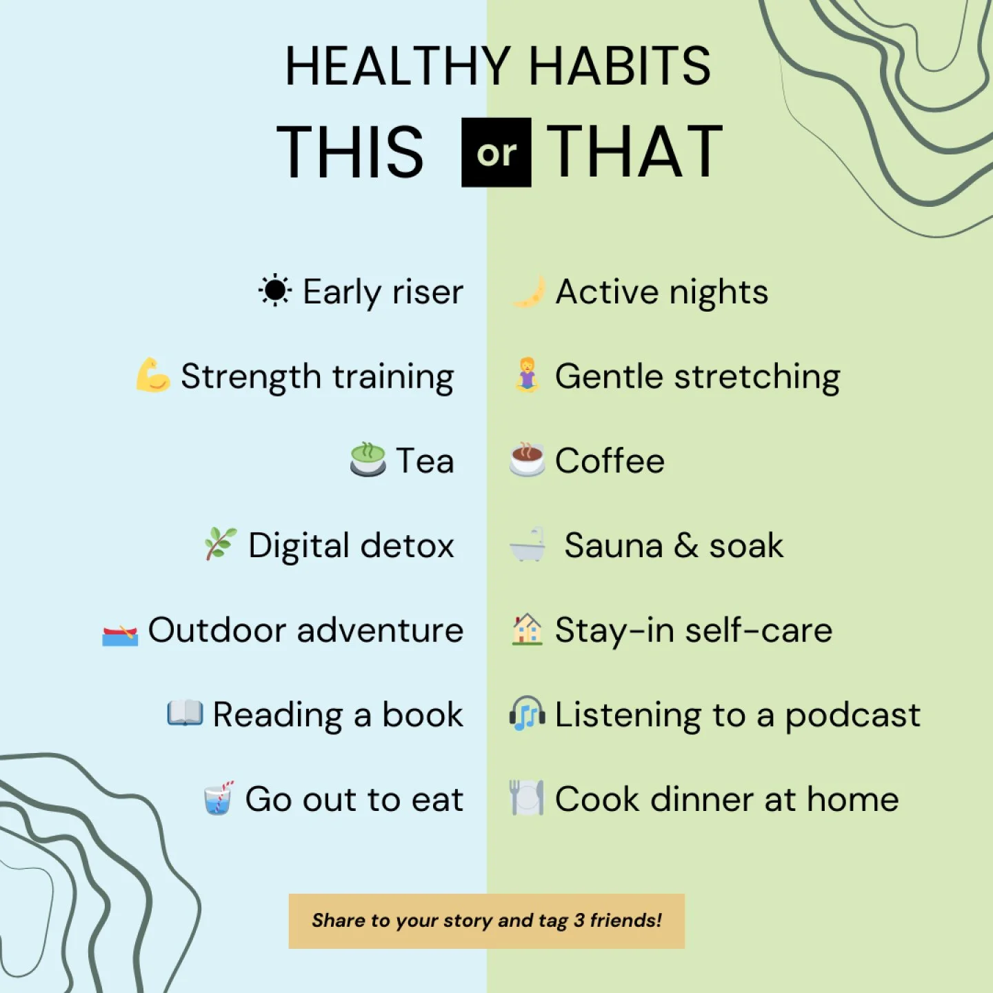 Happy New Year!! Everyone has healthy habits that they want to start in 2026... this or that!? Share to your story and have fun comparing results with your friends!

#ThisOrThat #CoffeeLover #TeaLover  #wellnesstips #wellnesshabits #healthyliving #we