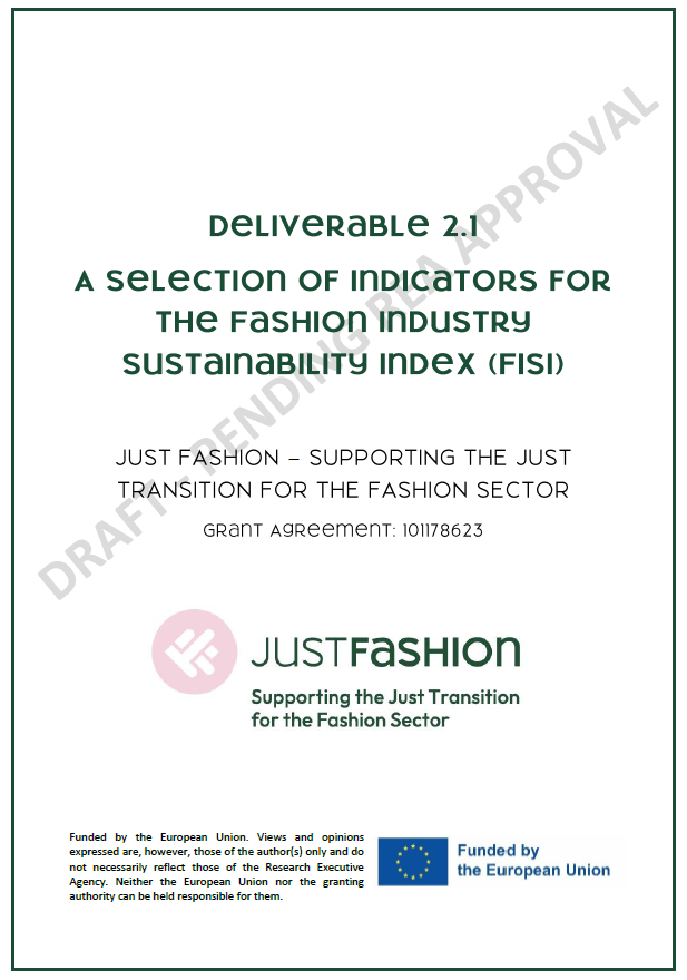 JUST FASHION’s Draft selection of indicators for the Fashion Industry Sustainability Index (FISI)