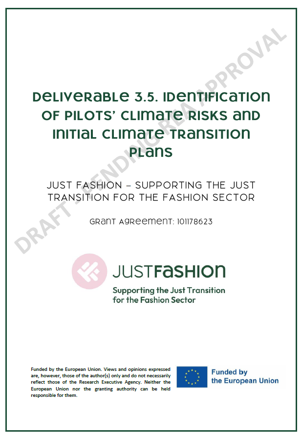 JUST FASHION’s Draft Identification of pilots’ climate risks and initial Climate Transition Plans
