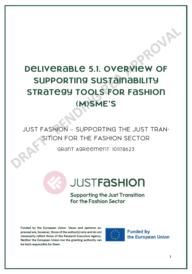 JUST FASHION’s Draft Overview of supporting sustainability strategy tools for fashion (M)SMEs