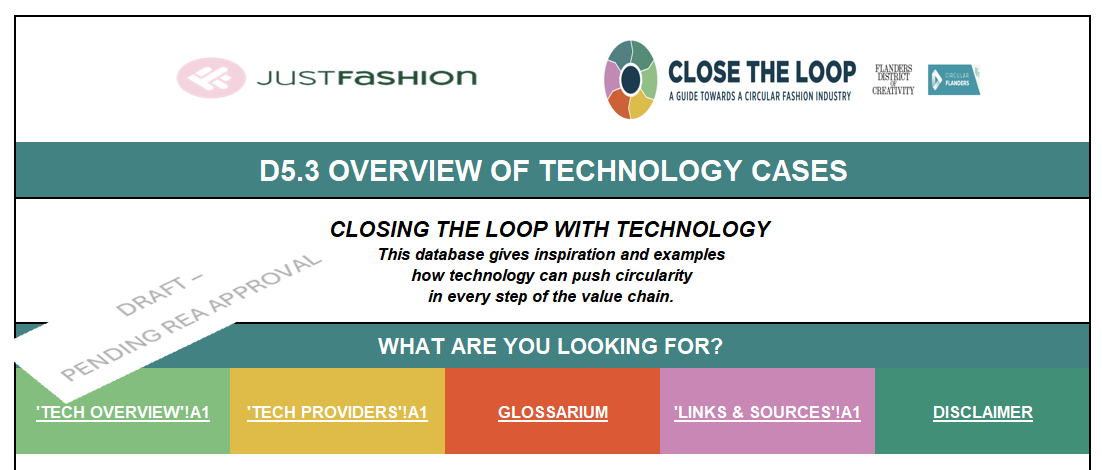 JUST FASHION’s Draft Overview of technology cases for circular fashion