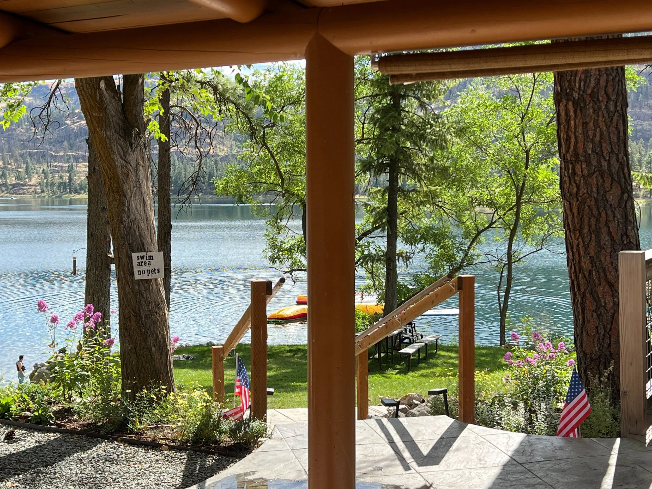 View from Lakefront Vintage Log Studio Cabins