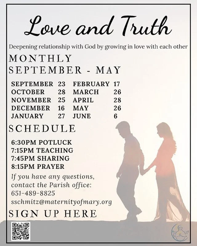 Come join us in teachings, prayer and guided conversations as couples are invited to rediscover each other in light of Gods plan for their relationship.