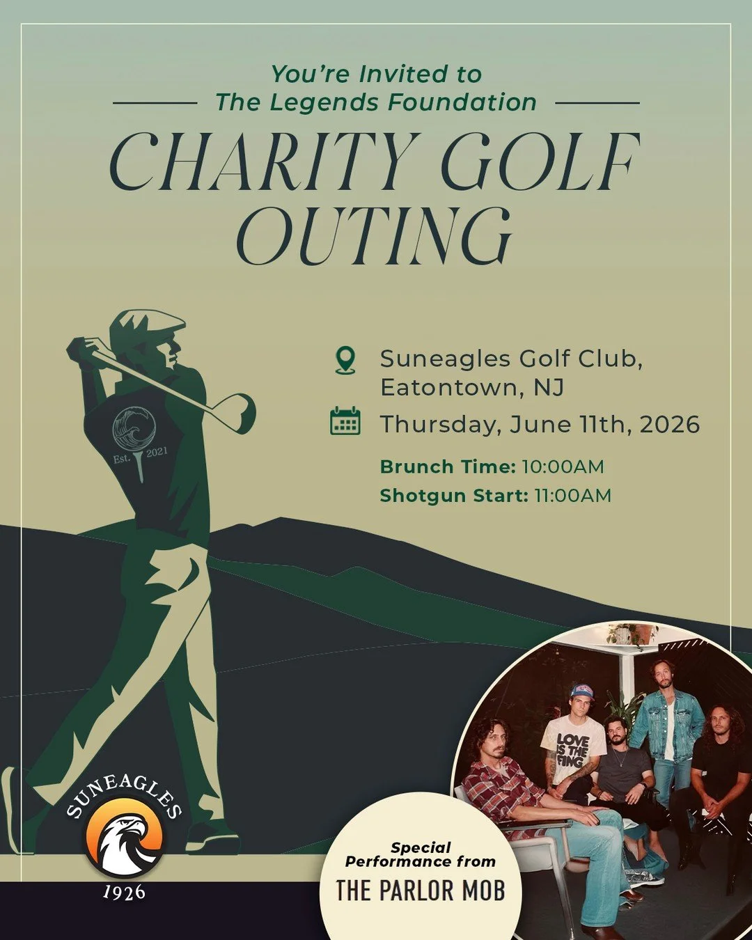 The 2026 Legends Foundation Charity Golf Outing is officially on the books. 🏌️

On June 11th, we're back at Suneagles Golf Club in Eatontown, NJ, and this year's event is shaping up to be something special.

Every round played, every ticket purchase