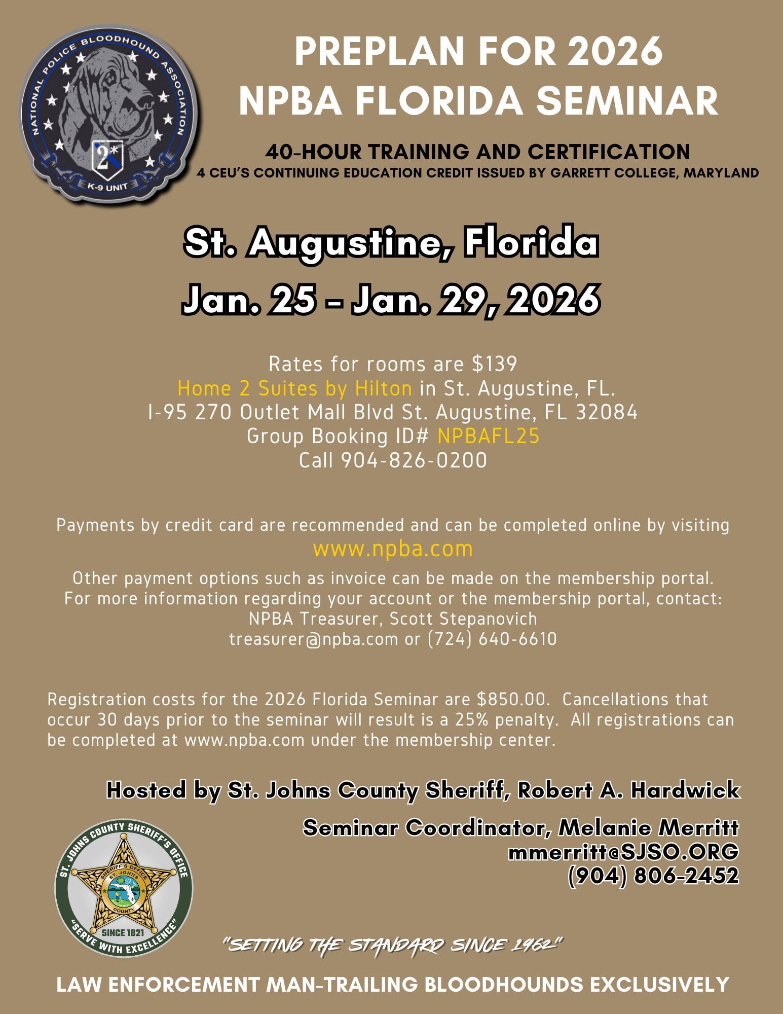 National Police Bloodhound Association 2026 Florida Seminar