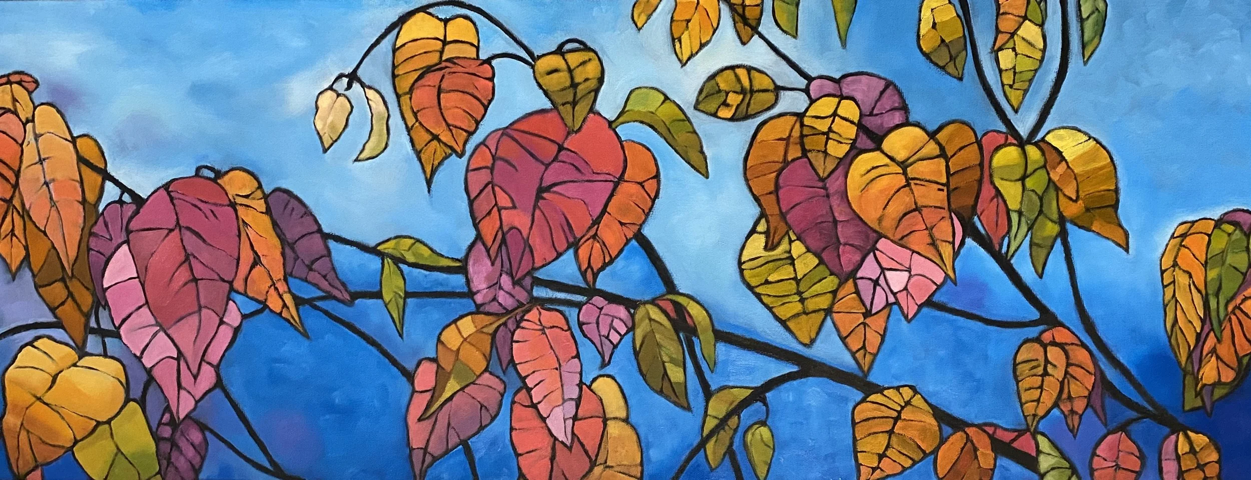 'Fall Dogwood', 12 x 36", $1100 (can be paired with 'Fall Japanese Lanterns')
