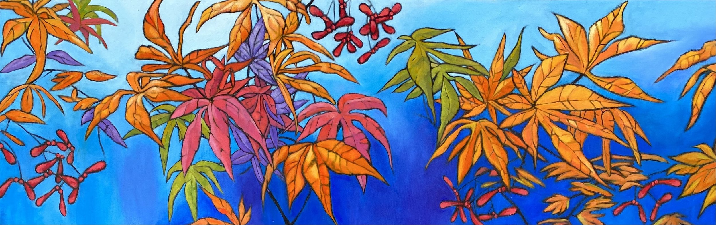 'Fall Japanese Lanterns', 12 x 36", $1100 (can be paired with 'Fall Dogwood')