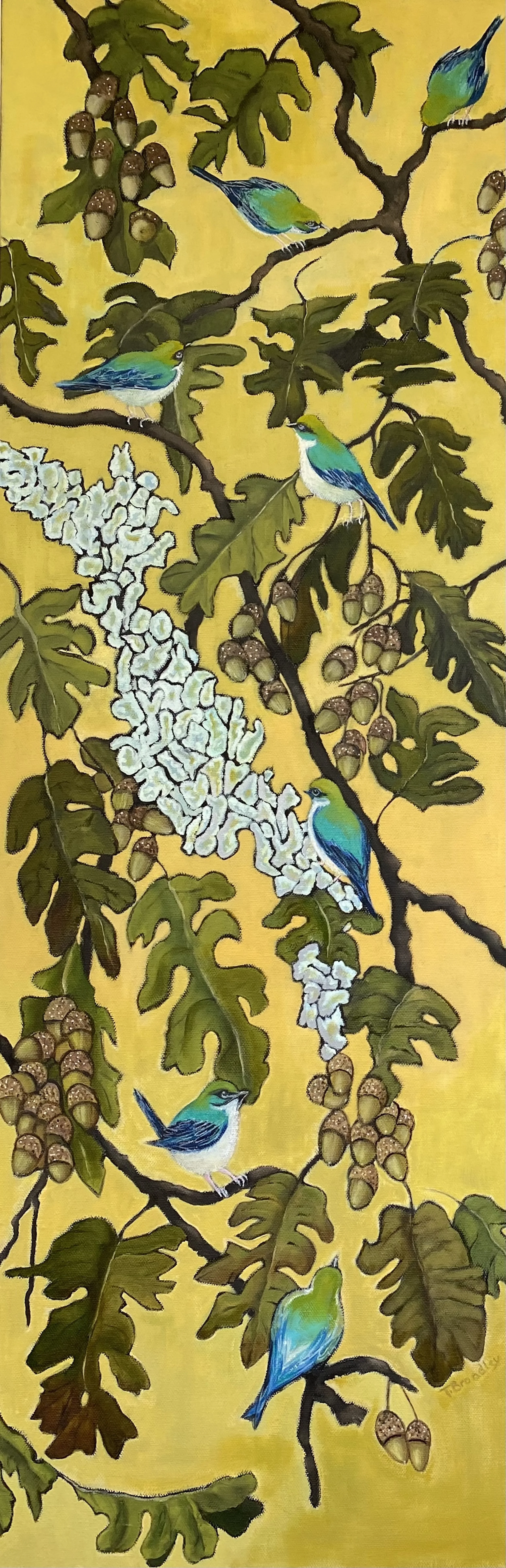 'Bluebirds in a Garry Oak', 36 x 12" framed, $1250