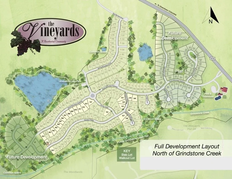 available lots the vineyards Columbia, MO