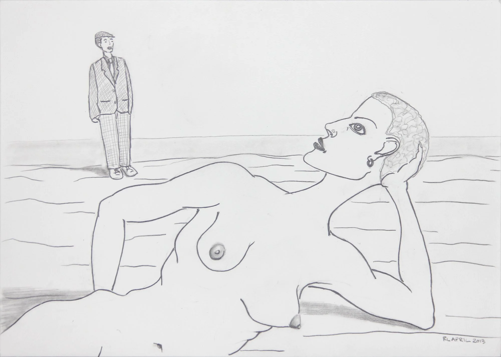 Beach Nude with Suited English Gentleman, 2013