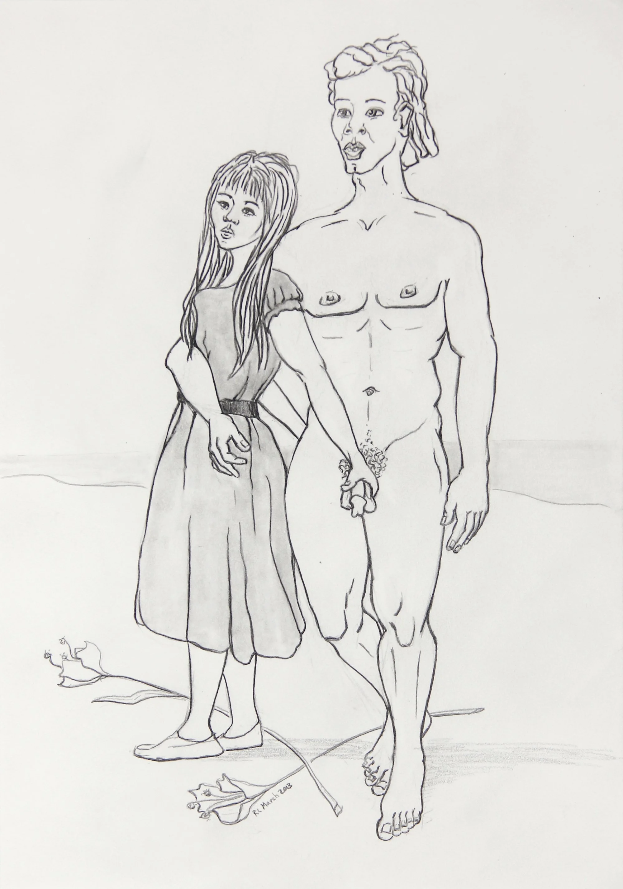 Nude Athlete with Lady in Dress, 2013