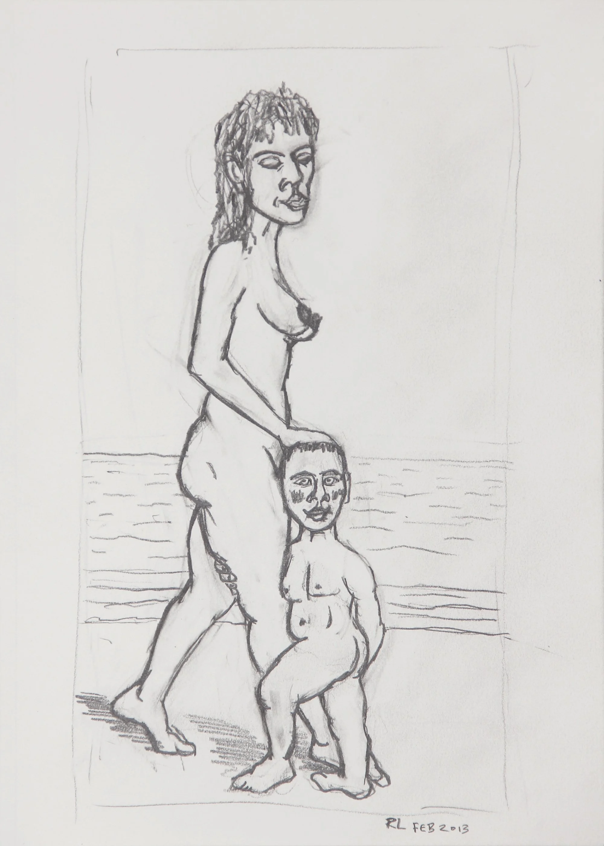 Woman and Child on Beach, 2013