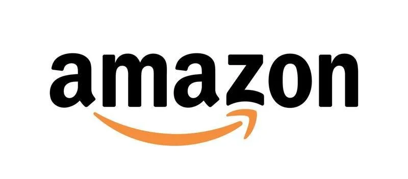 Amazon logo with black text and orange arrow underneath