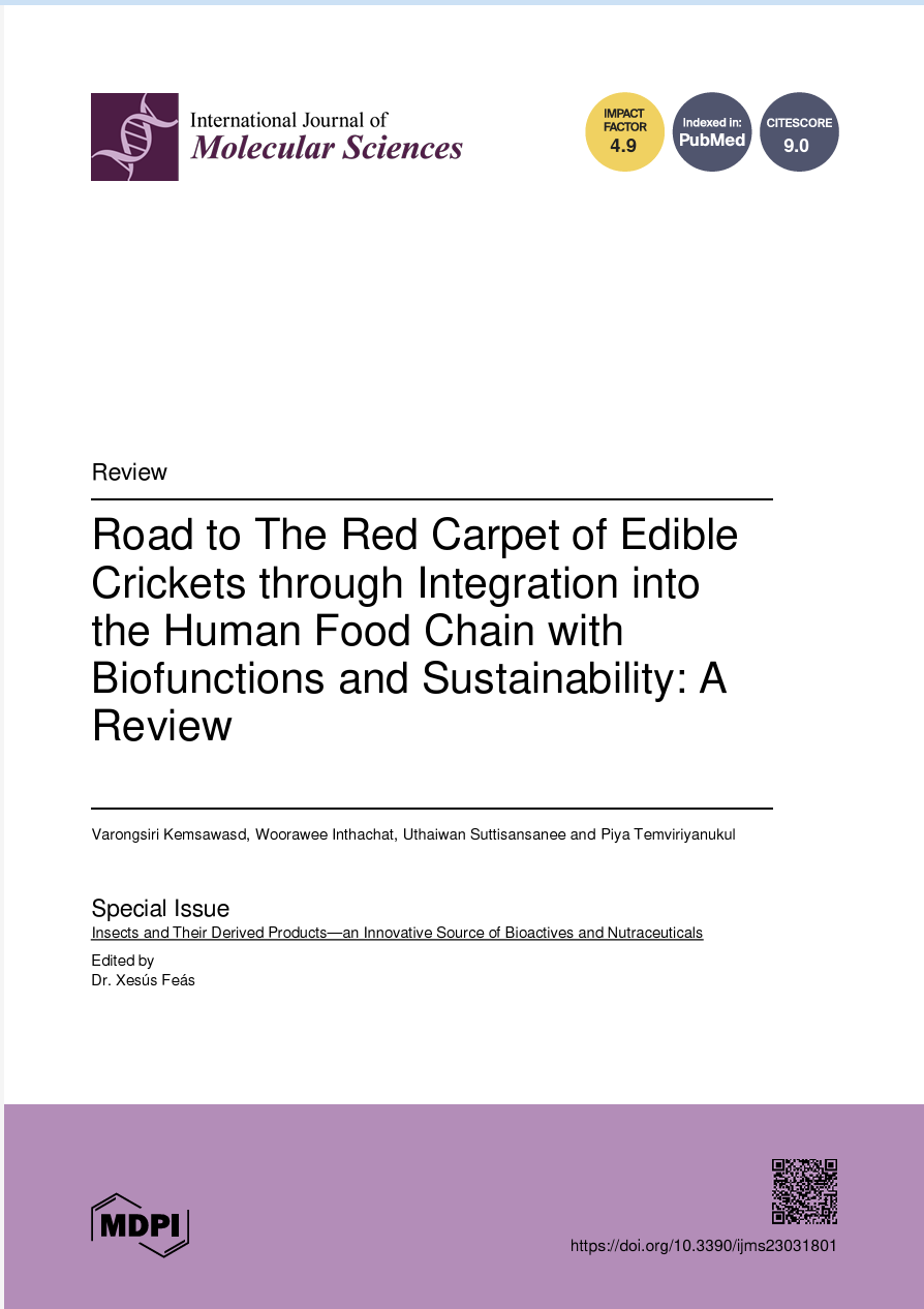 Image of the Journal Cover: Road to The Red Carpet of Edible Crickets through Integration into the Human Food Chain with Biofunctions and Sustainability: A Review
