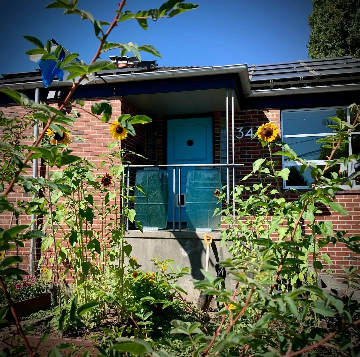 Thought I’d share a glimpse of this railing with glass panels that I built about 8 years ago. I’ll get some detailed shots and post them soon. Forged and hot-dip galvanized steel, with slumped glass.