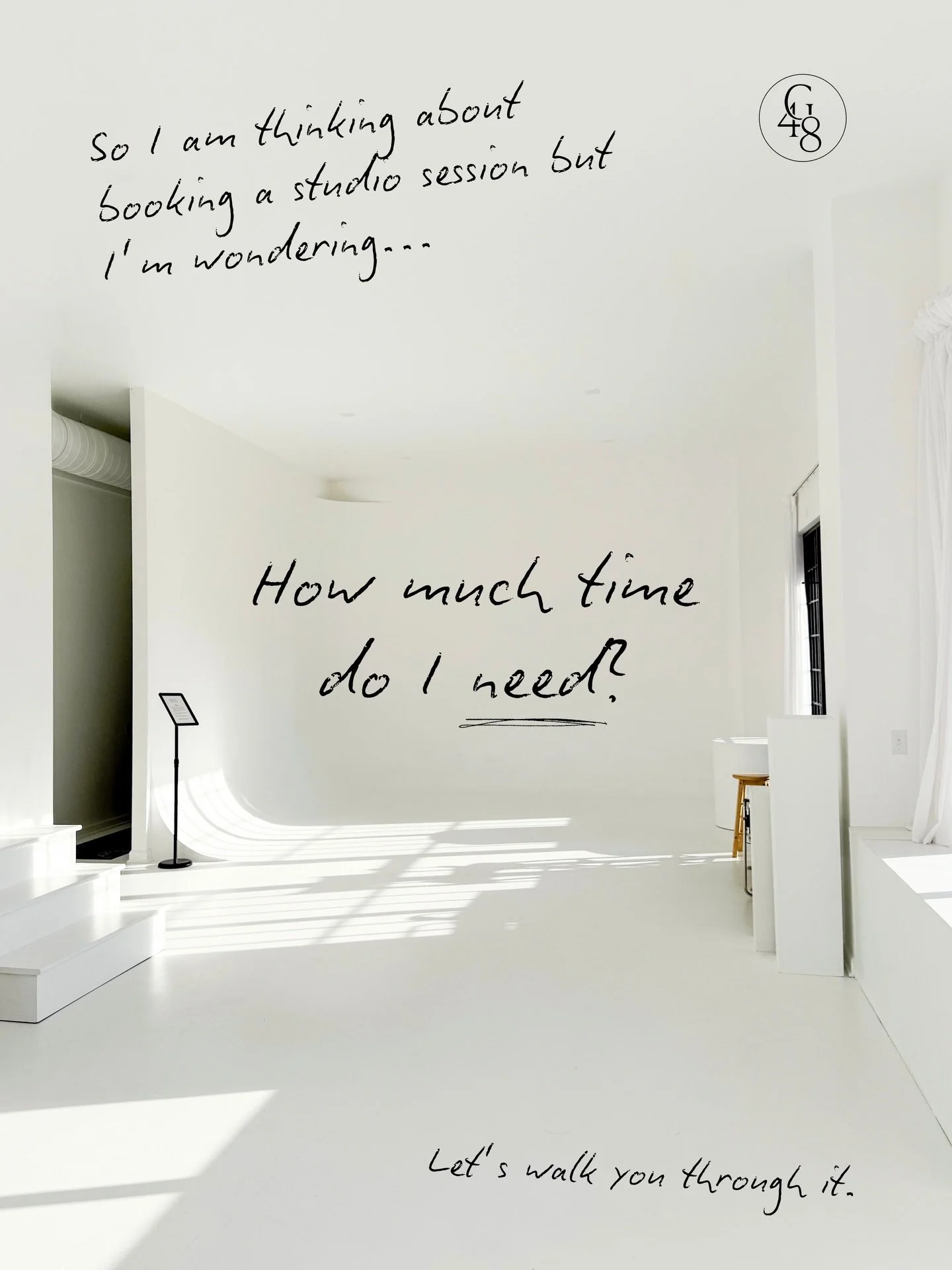 Here&rsquo;s a guide to help you figure out how much time you need for your session! ⏱️

We know from experience that the best sessions aren&rsquo;t rushed. You need time to get comfortable in the space (and in front of the camera). 

✨ If you&rsquo;