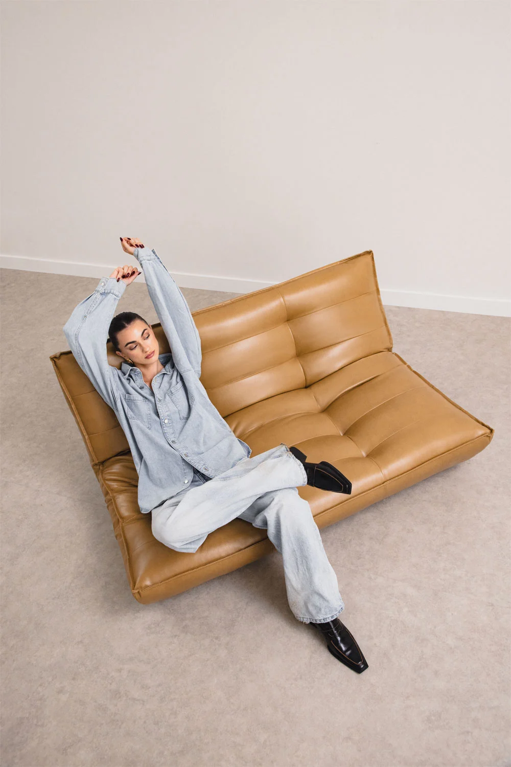 Modern Home Office Chair Leather with Rattan Back by Zesthouse