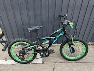 Avigo TRX 18
Great starter bike for the up and coming mountain biker. 6-speed rear cassette, dual shocks. This bike has been serviced and is ready to ride. 60.00