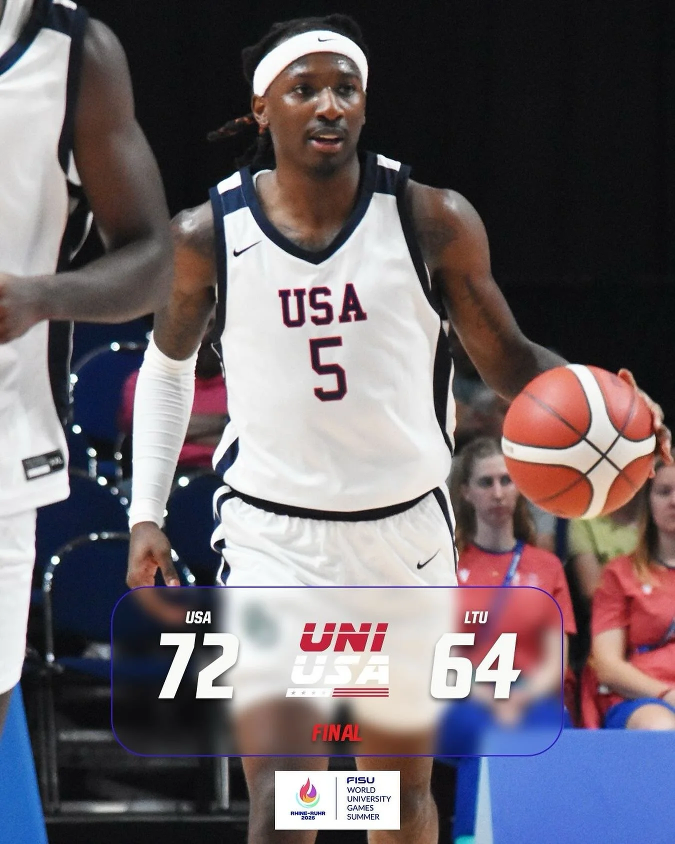 UniUSA comes back to defeat Team Lithuania, 72-64, in the semifinals of the 2025 FISU World University Games!

USA will face Team Brazil on Saturday at 8 pm in Messe Essen in the Gold Medal Game!