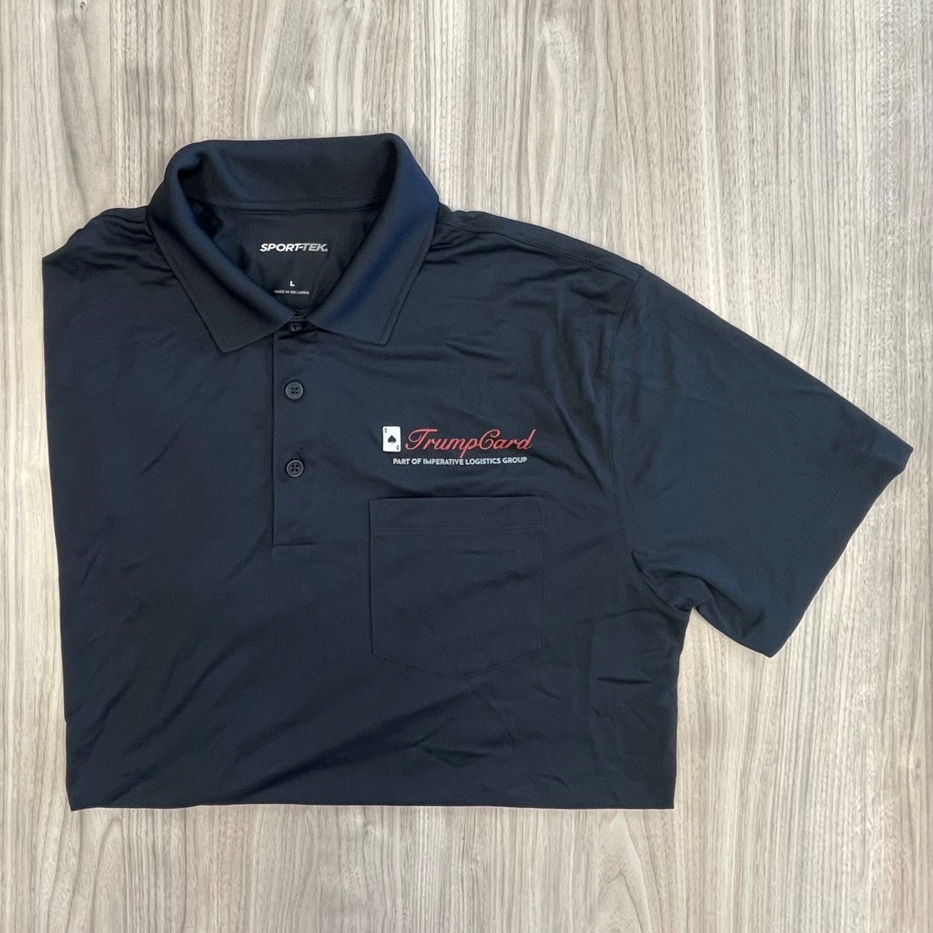 TrumpCard Driver Black Polo with Front Pocket